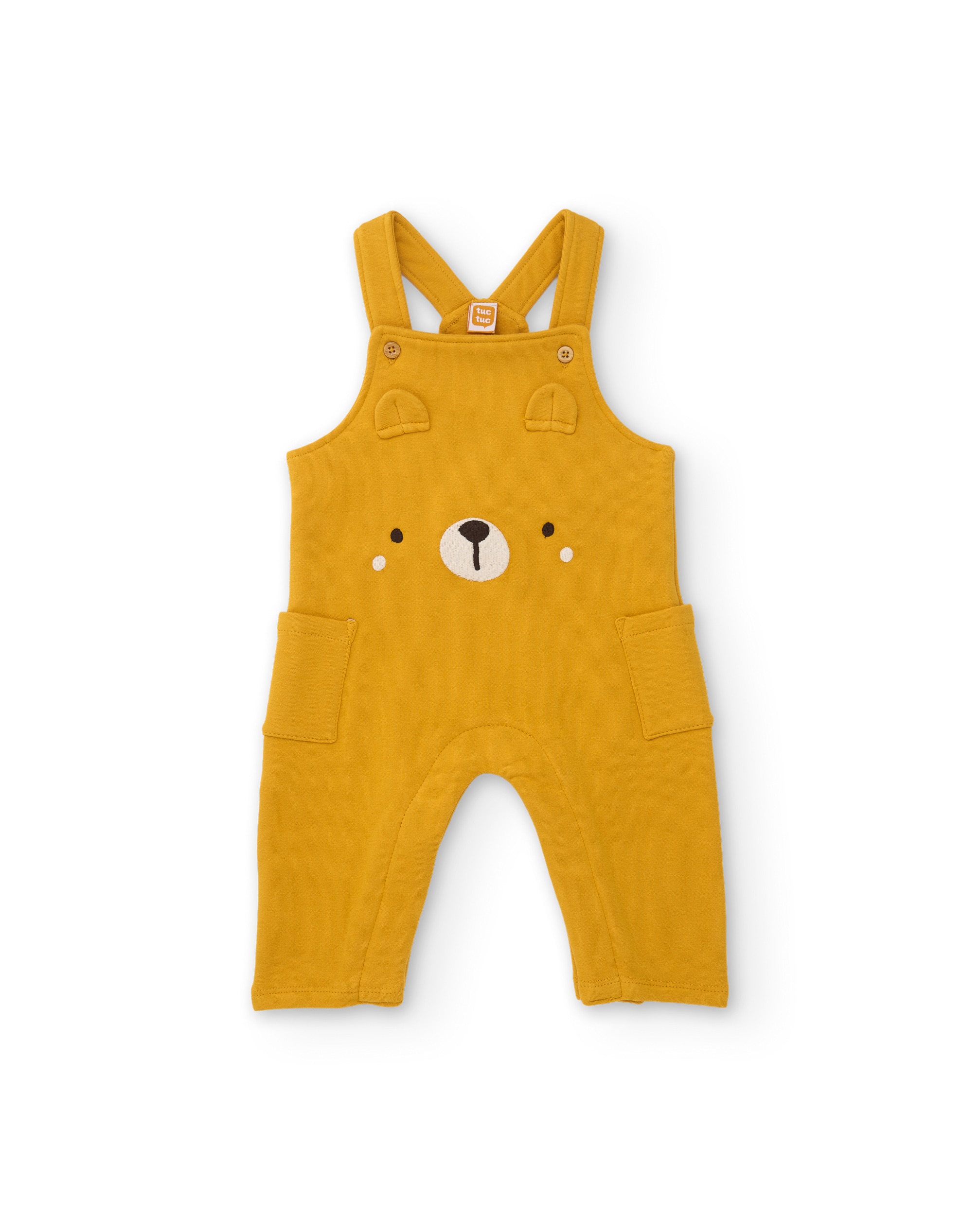 Conjunto de Felpa para Bebé com T-shirt Estampada Mostarda-4