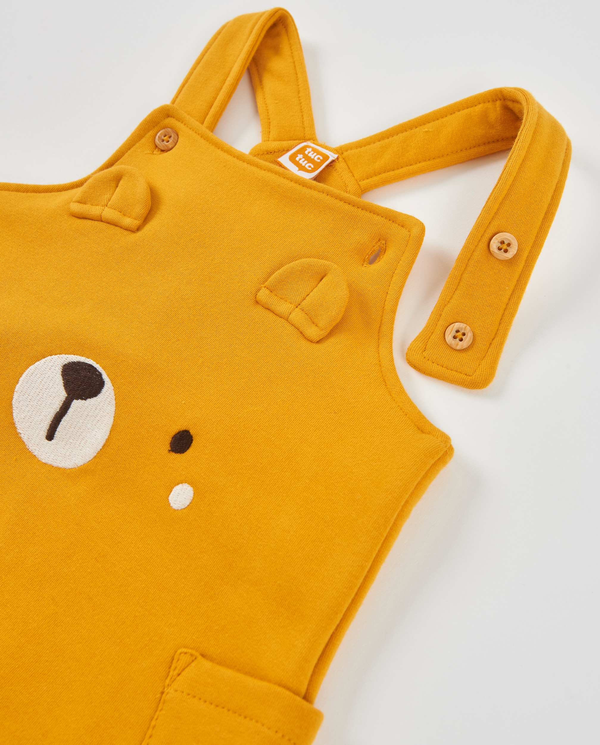 Conjunto de Felpa para Bebé com T-shirt Estampada Mostarda-7