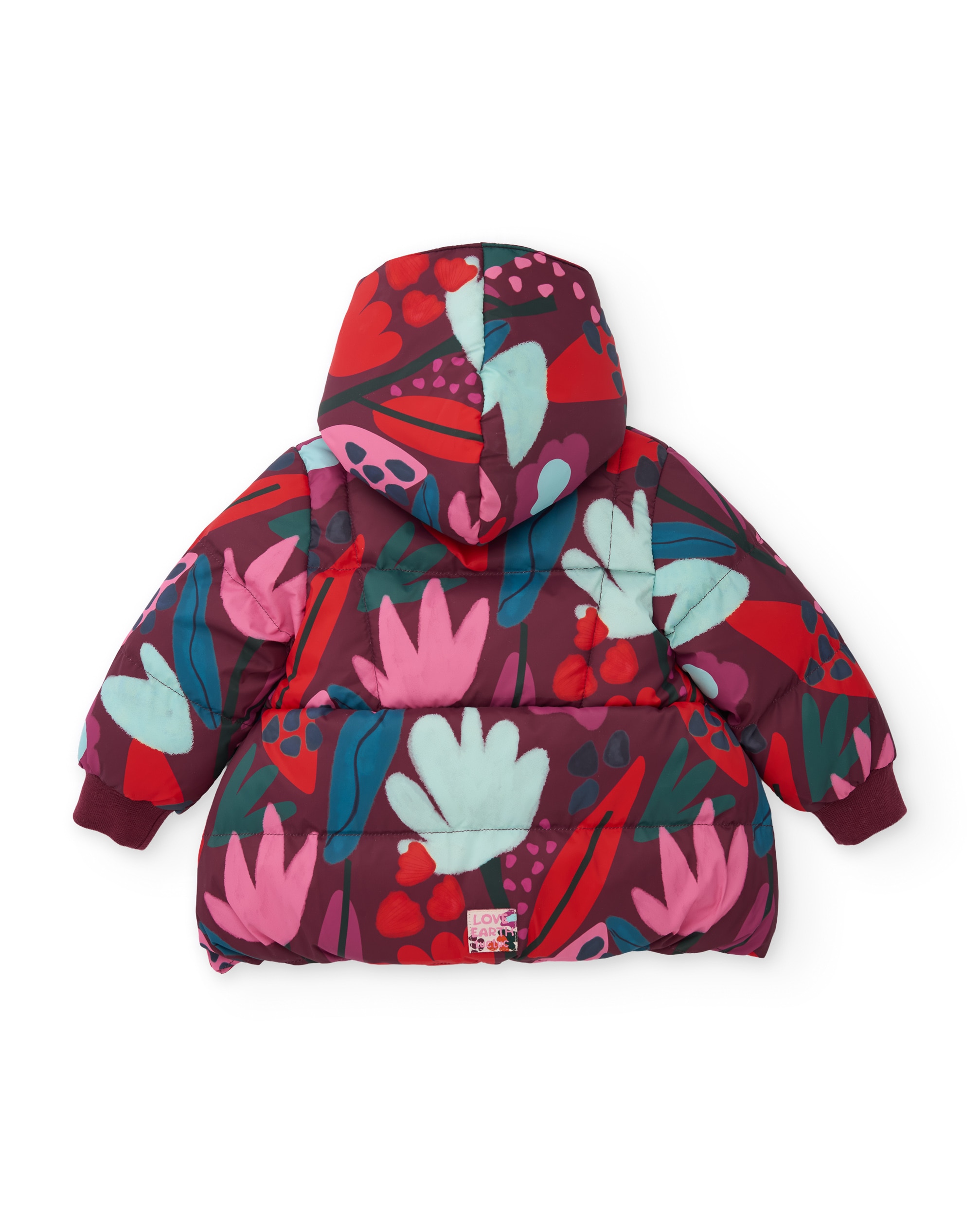Sobretudo Infantil Acolchoado com Estampado Floral e Cores Vivas Tuc tuc Bordeaux-3