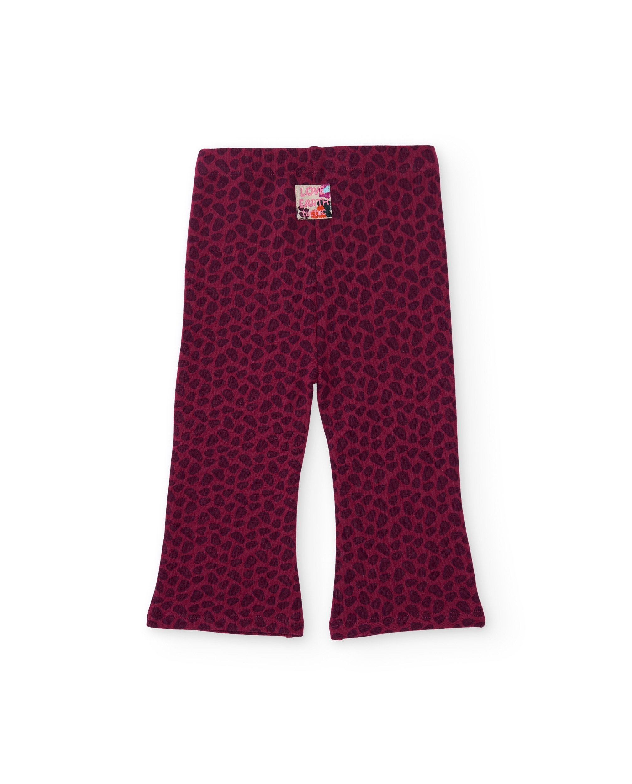 Calças Infantil de Felpa com Design Animal Print e Tacto Suave Bordeaux-3