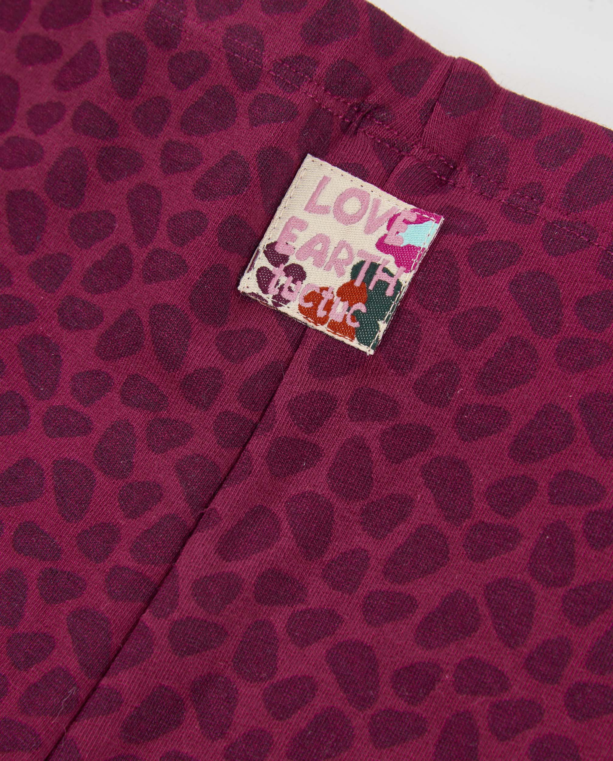 Calças Infantil de Felpa com Design Animal Print e Tacto Suave Bordeaux-5