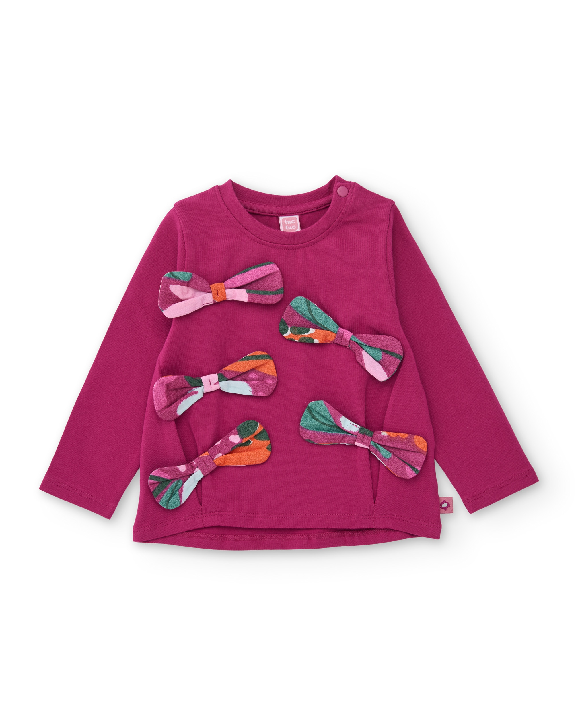 Imagem 0 de T-shirt Infantil de Malha com Laços Decorativos e Design Original