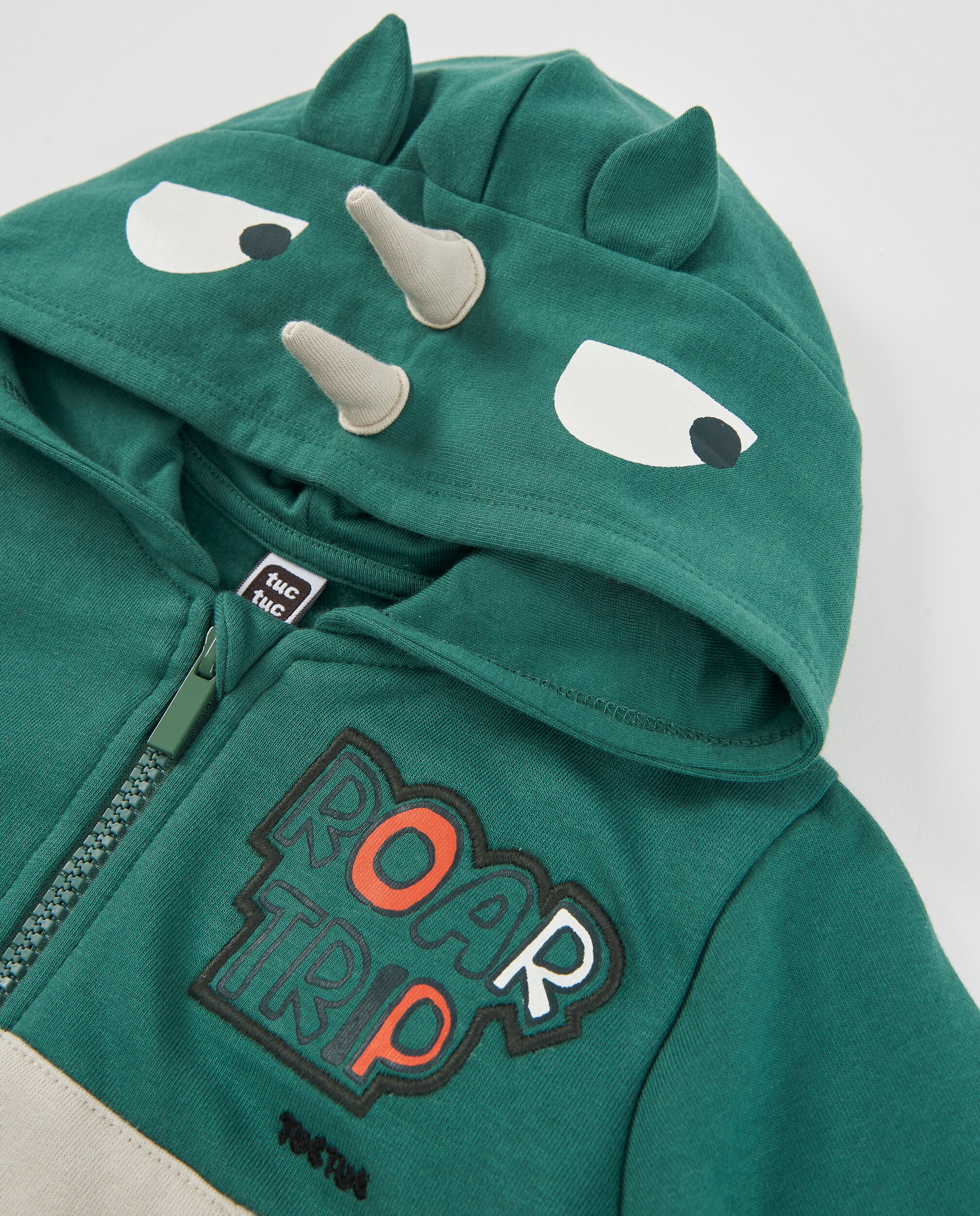 Sweatshirt Infantil de Felpa com Capuz e Design de Rinoceronte Verde-5