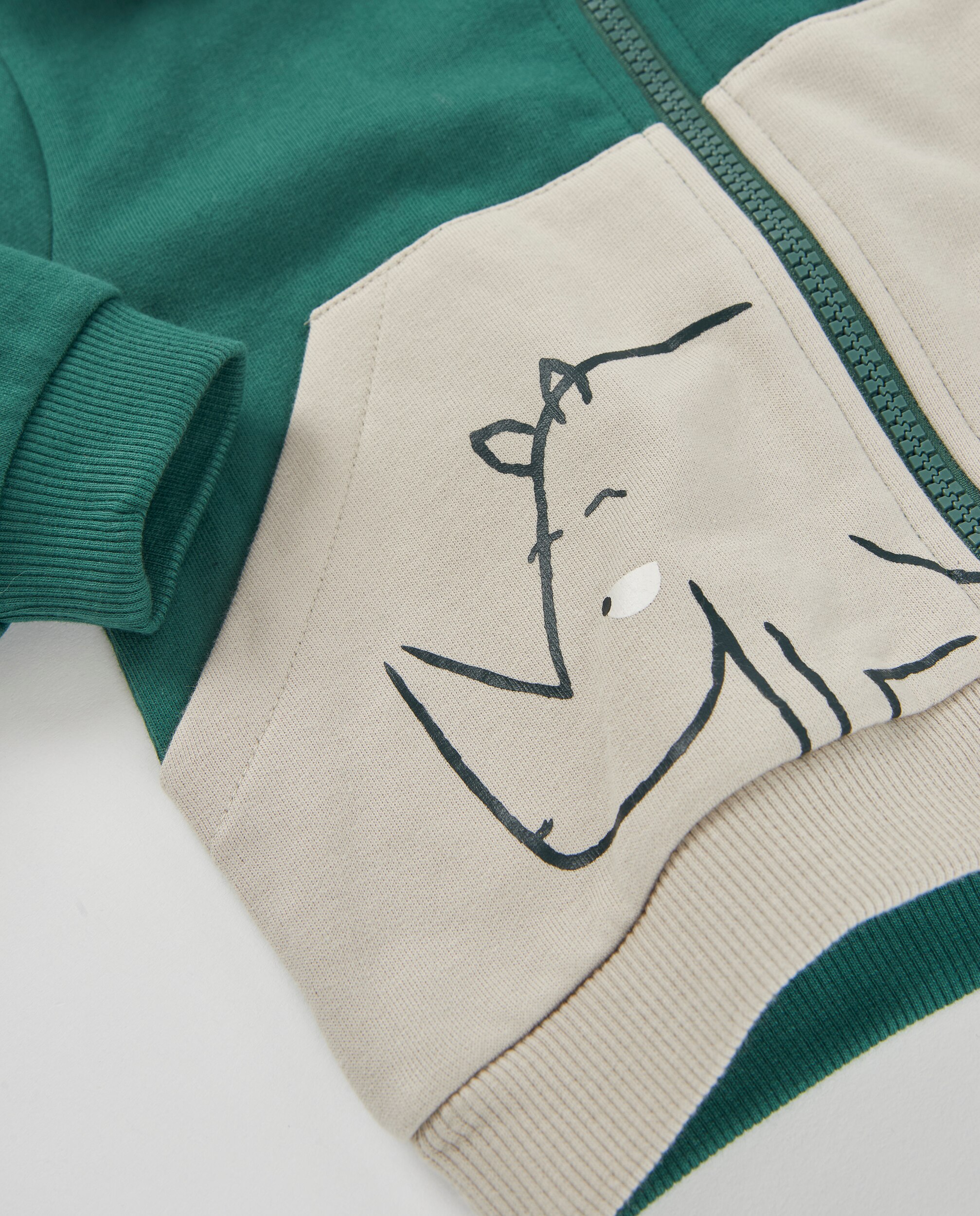 Sweatshirt Infantil de Felpa com Capuz e Design de Rinoceronte Verde-6