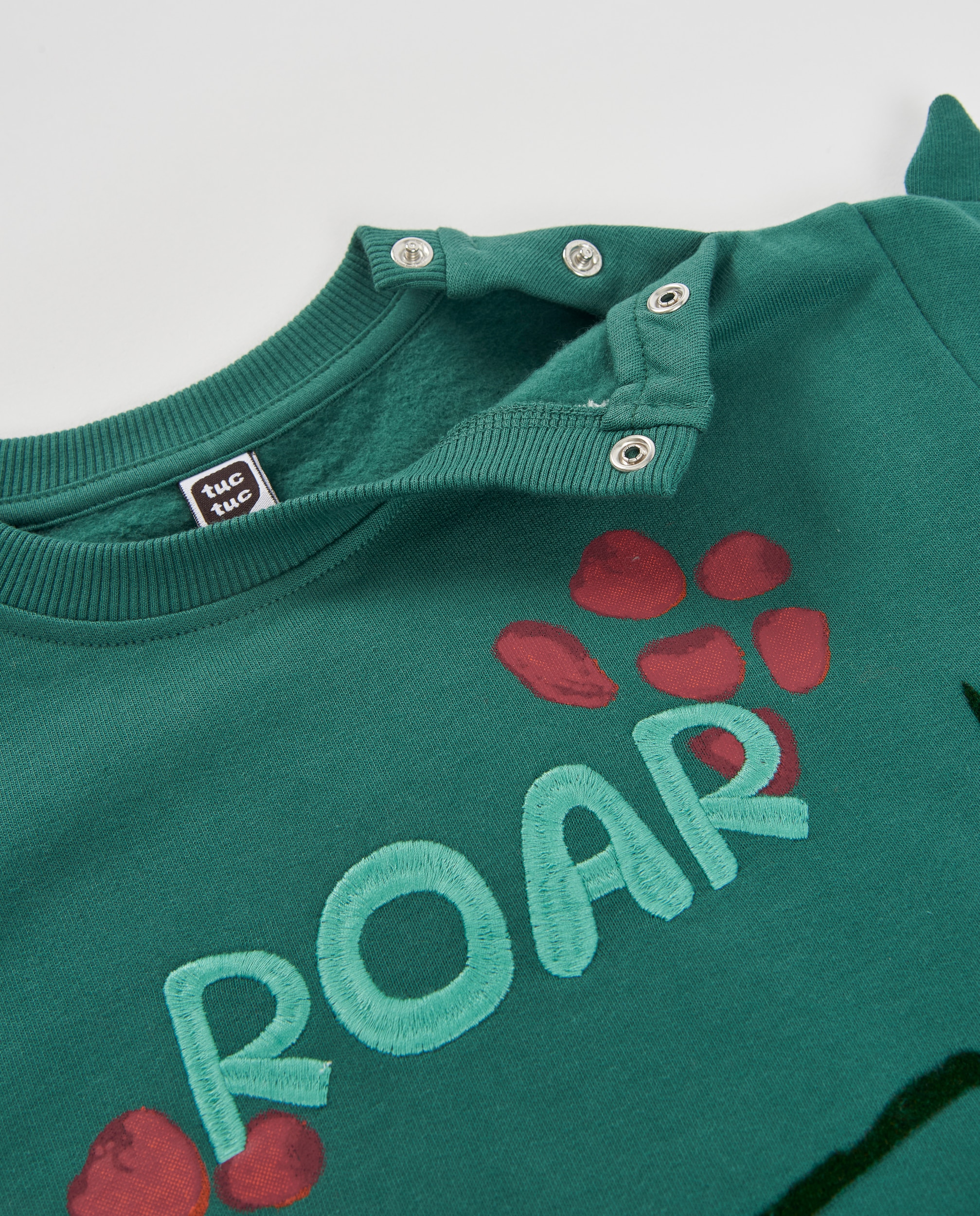 Sweatshirt Infantil de Felpa com Estampado de Rinoceronte Verde-5