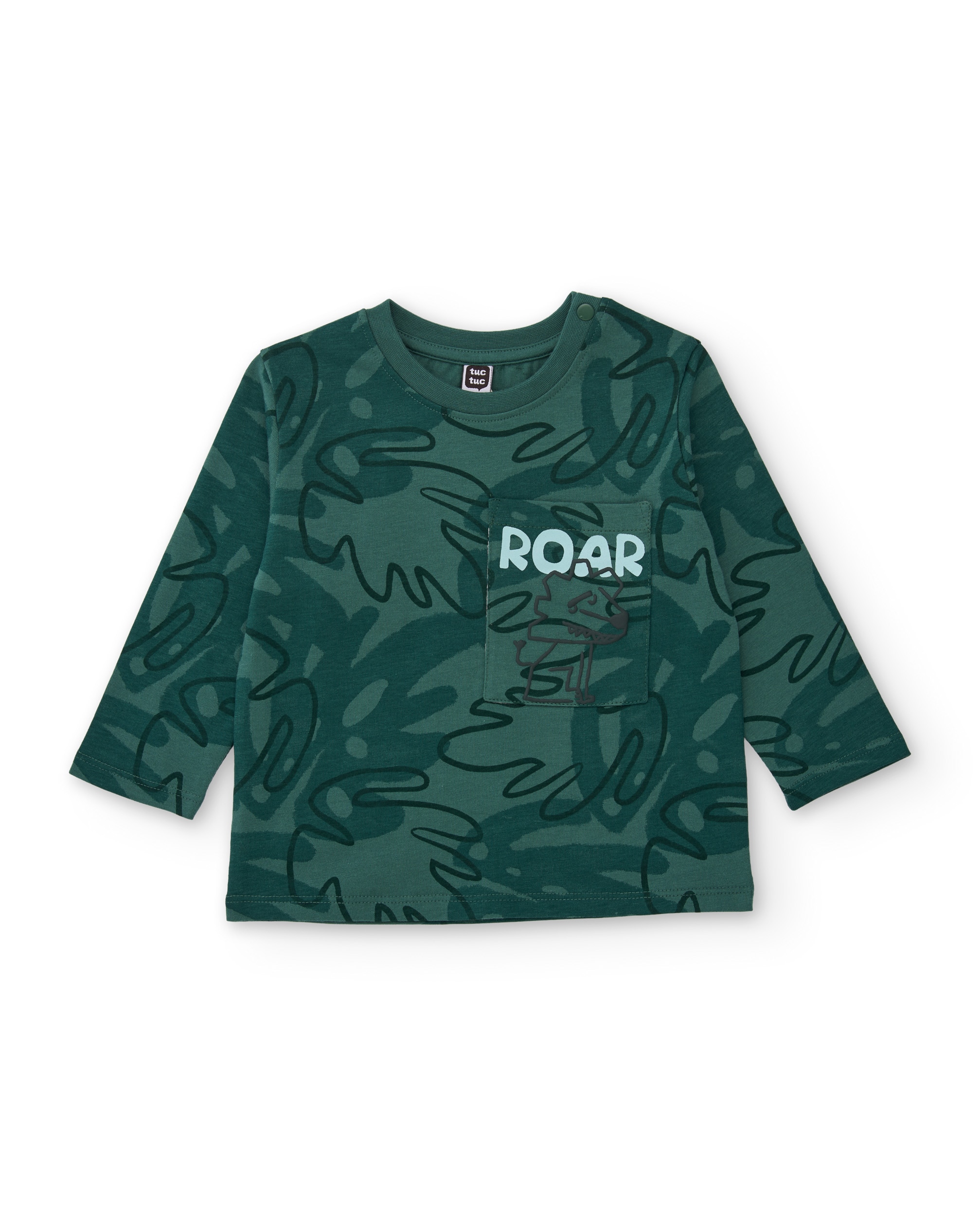 Imagem 0 de T-shirt Infantil de Malha com Design de Selva e Bolso