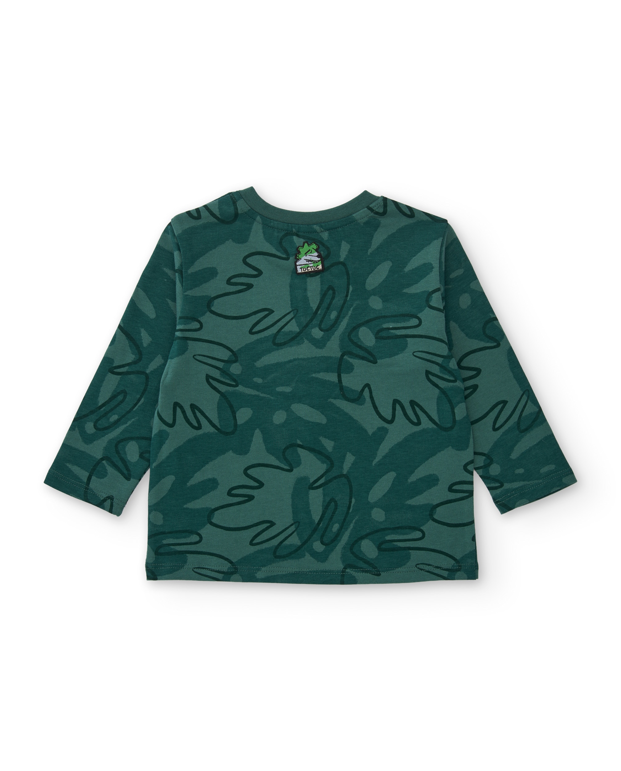 T-shirt Infantil de Malha com Design de Selva e Bolso Verde-2