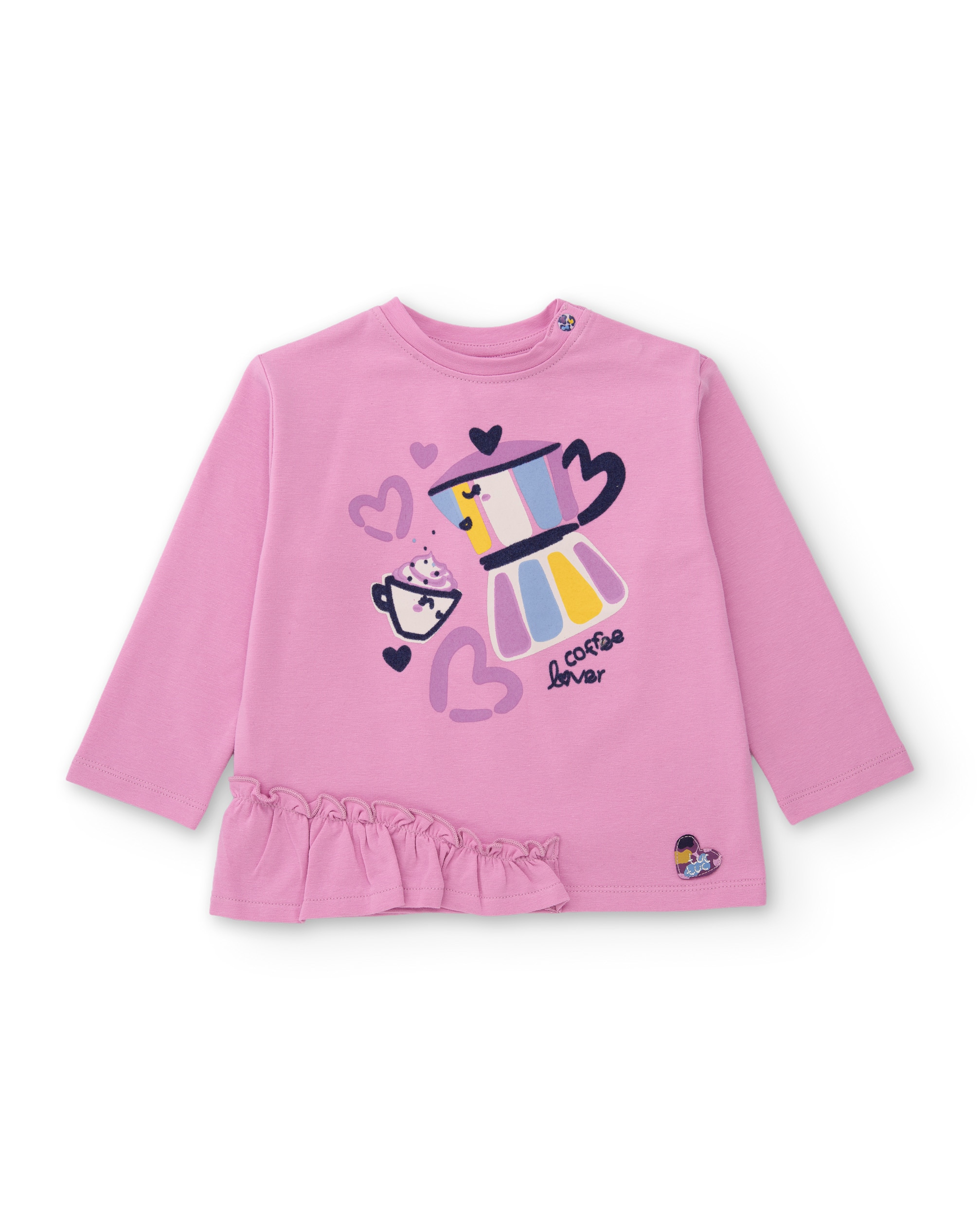 T-shirt Infantil de Malha com Manga Comprida e Estampado em Moka Rosa-2