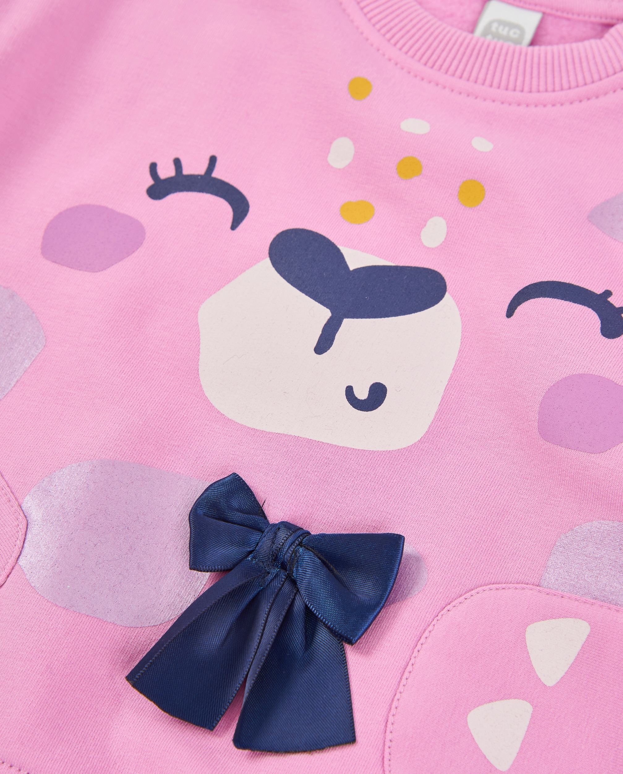Sweatshirt Infantil de Felpa com Guepardo Frontal e Tacto Suave Rosa-3