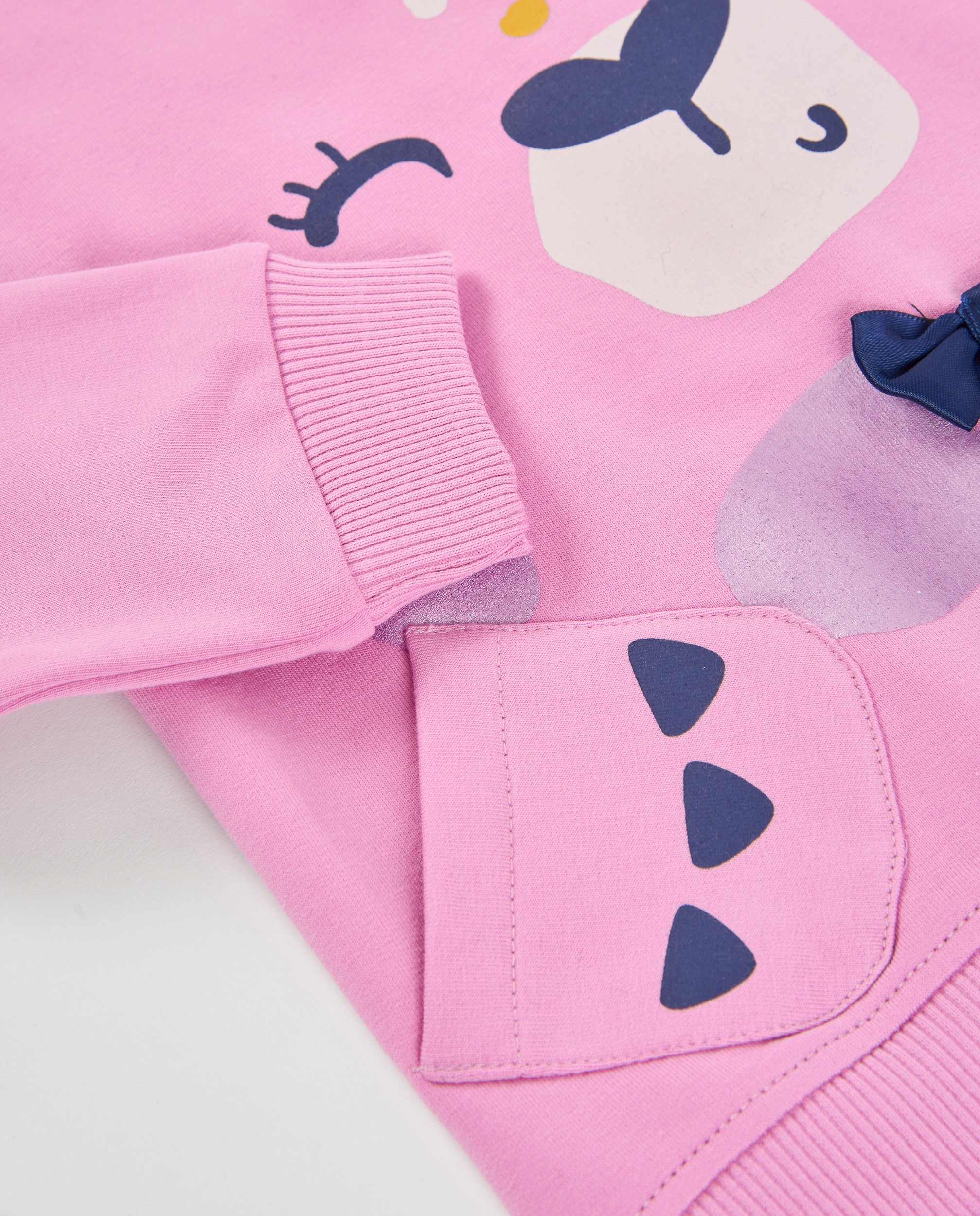 Sweatshirt Infantil de Felpa com Guepardo Frontal e Tacto Suave Rosa-4