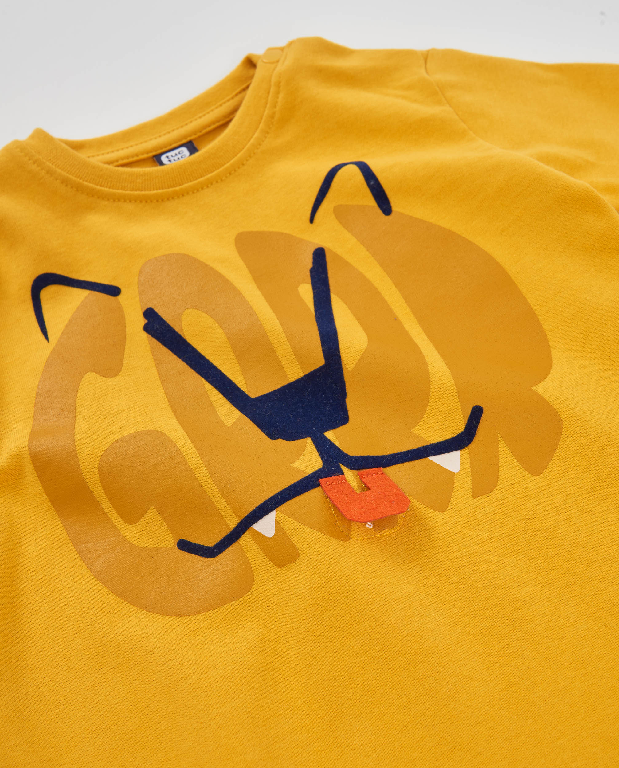 T-shirt Infantil de Malha com Print de Tigre e Manga Comprida Tuc tuc Amarelo-3