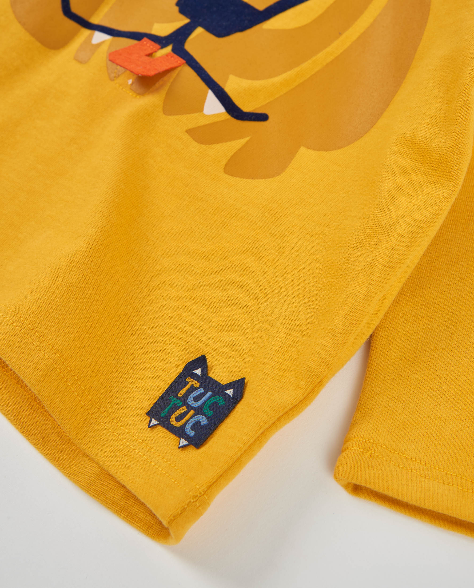 T-shirt Infantil de Malha com Print de Tigre e Manga Comprida Tuc tuc Amarelo-4