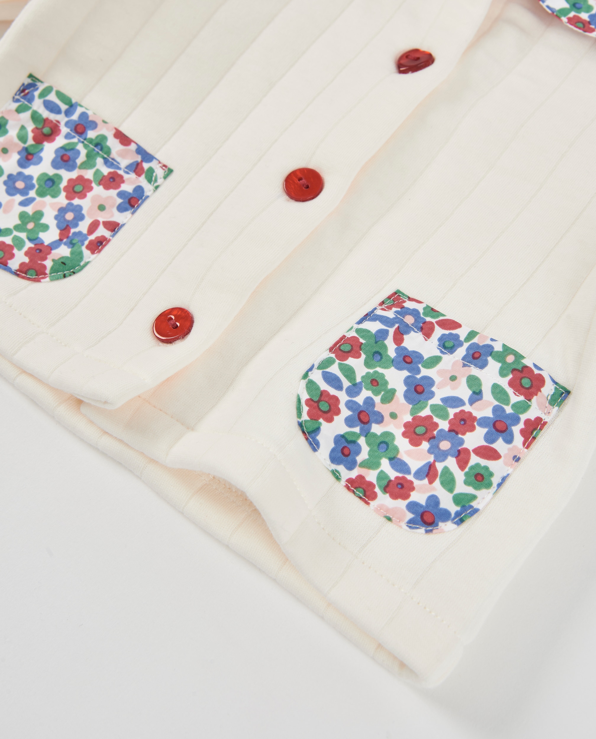 Casaco de Malha para Bebé com Gola Floral Cru-4