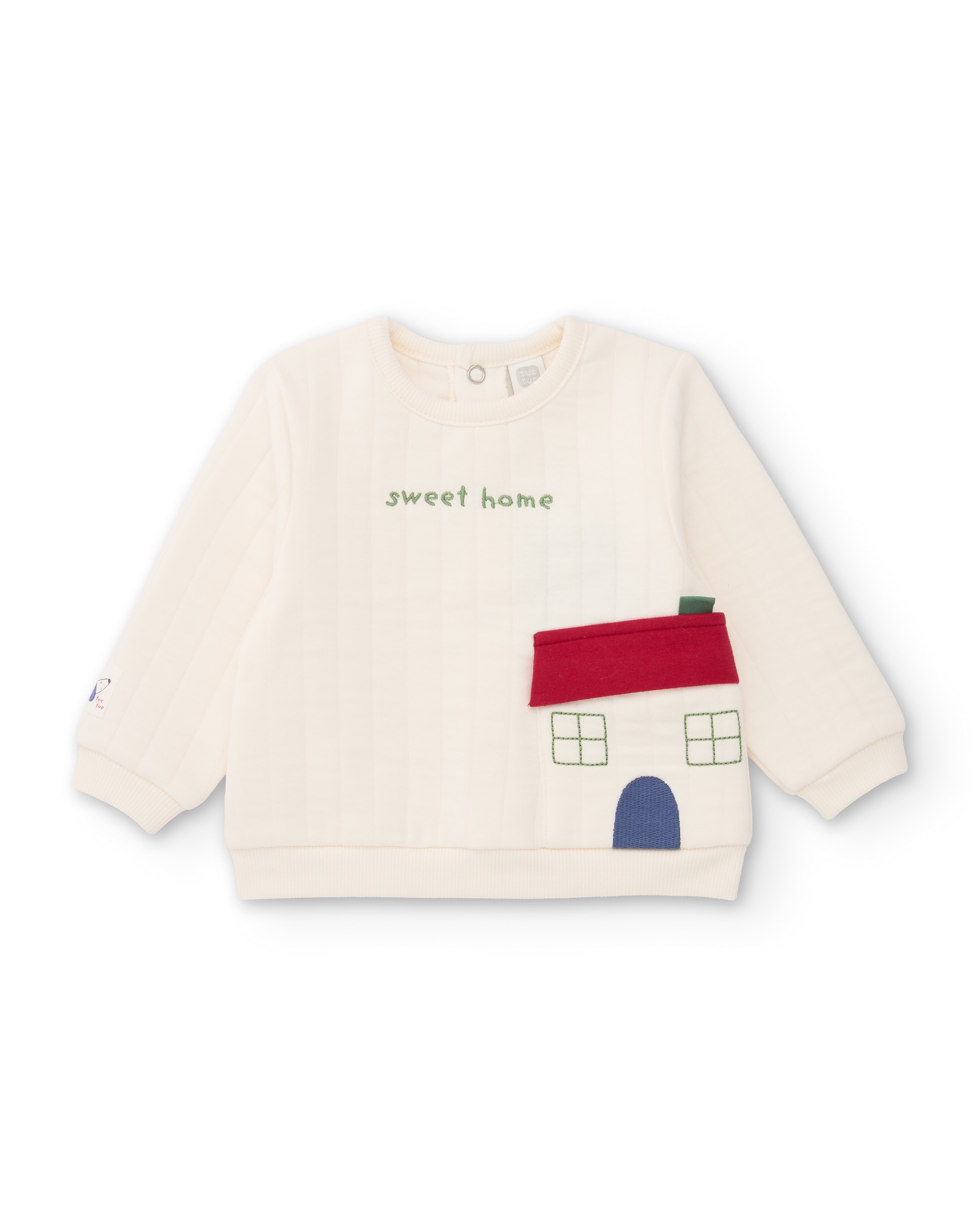 Conjunto de Felpa para Bebé com Bolso Frontal Estampado Branco-2