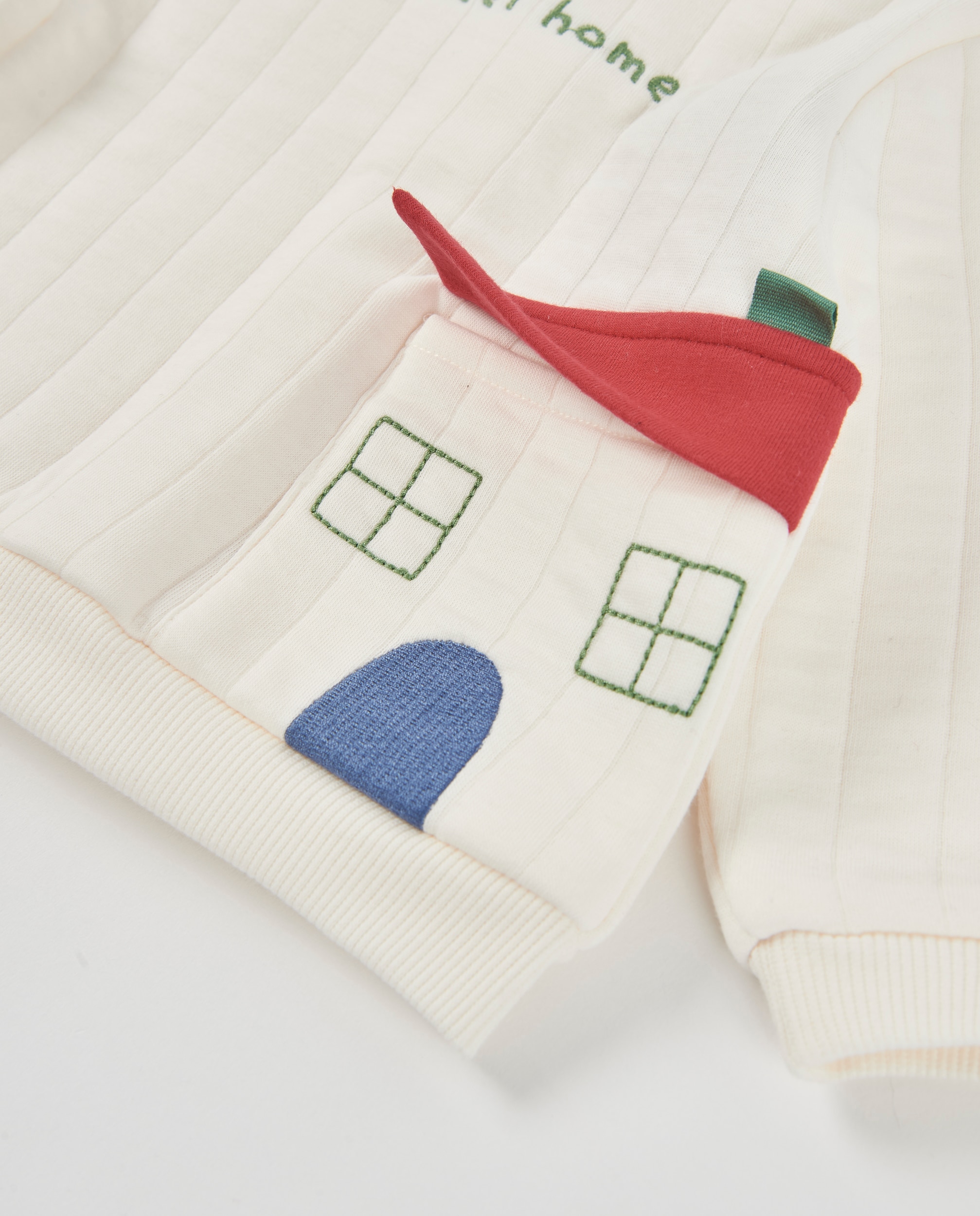 Conjunto de Felpa para Bebé com Bolso Frontal Estampado Branco-7