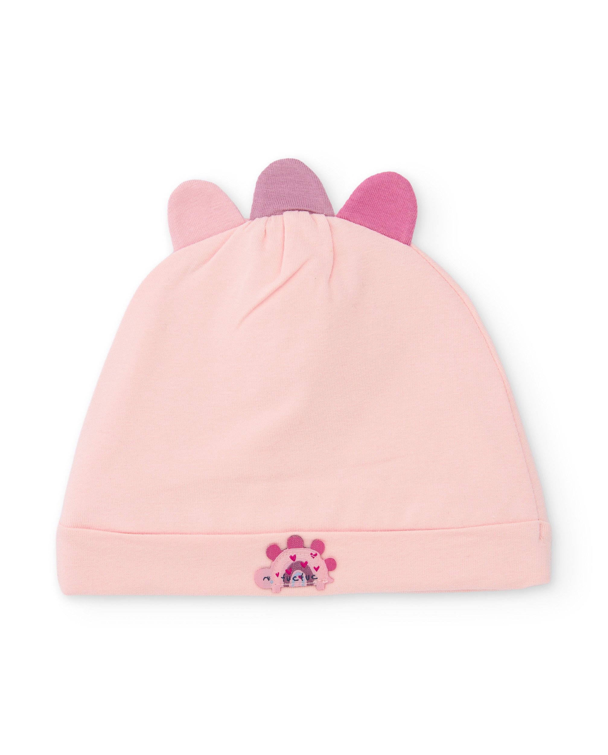 Chapéu para Bebé de Algodão com Design Divertido Rosa-2