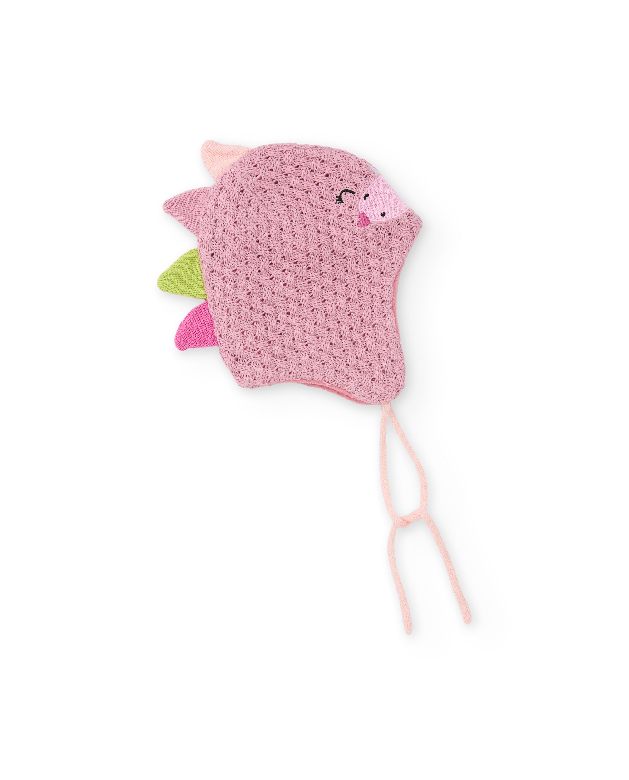 Chapéu para Bebé de Tricô com Design de Dinossauro Rosa-2