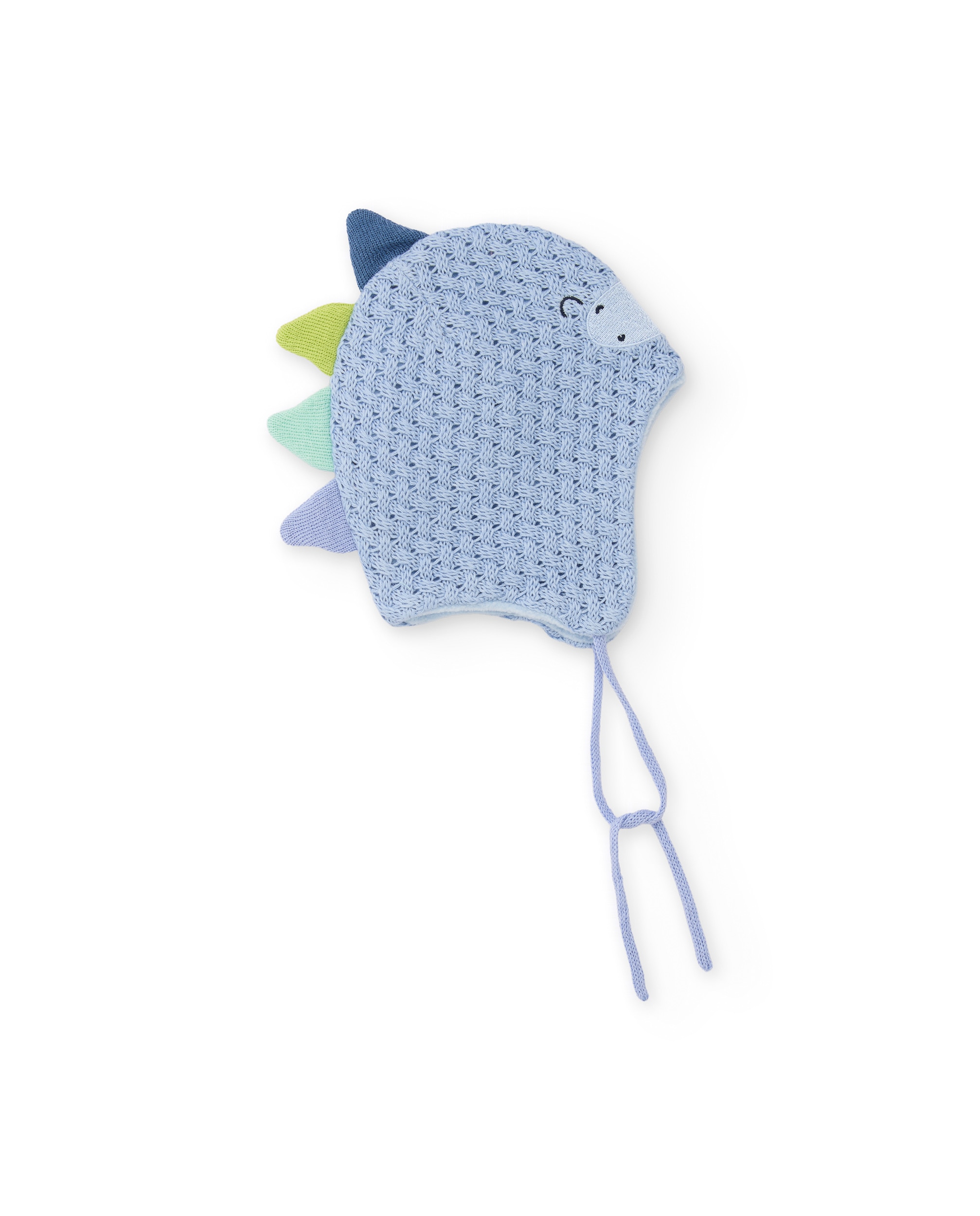 Chapéu para Bebé em Tricô com Design Dinossauro Azul-claro-2