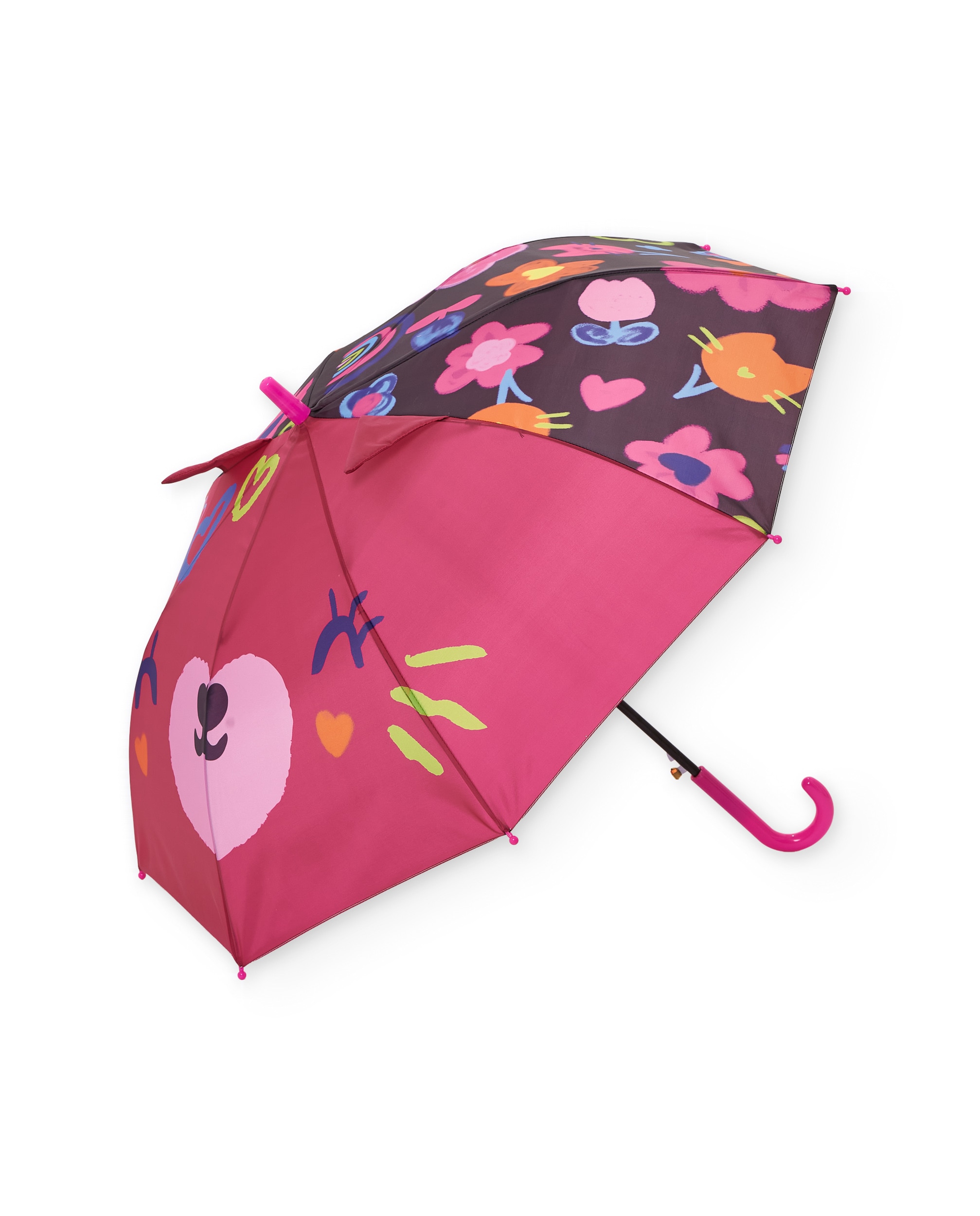 Guarda-chuva Infantil com Estampado Floral e Abertura Automática Multicolor-2