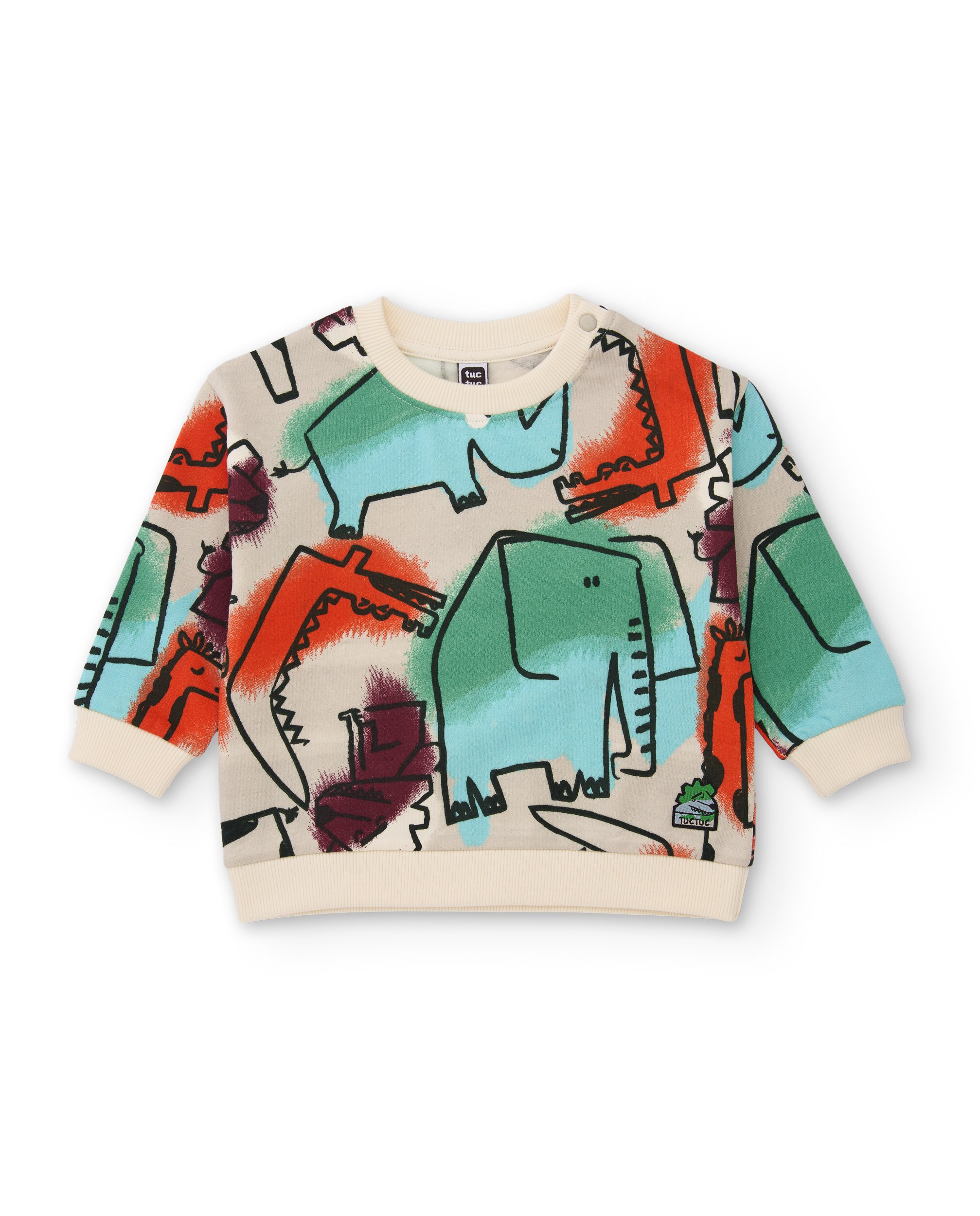 Sweatshirt Infantil de Felpa com Animais Da Savana e Tacto Suave Bege-2