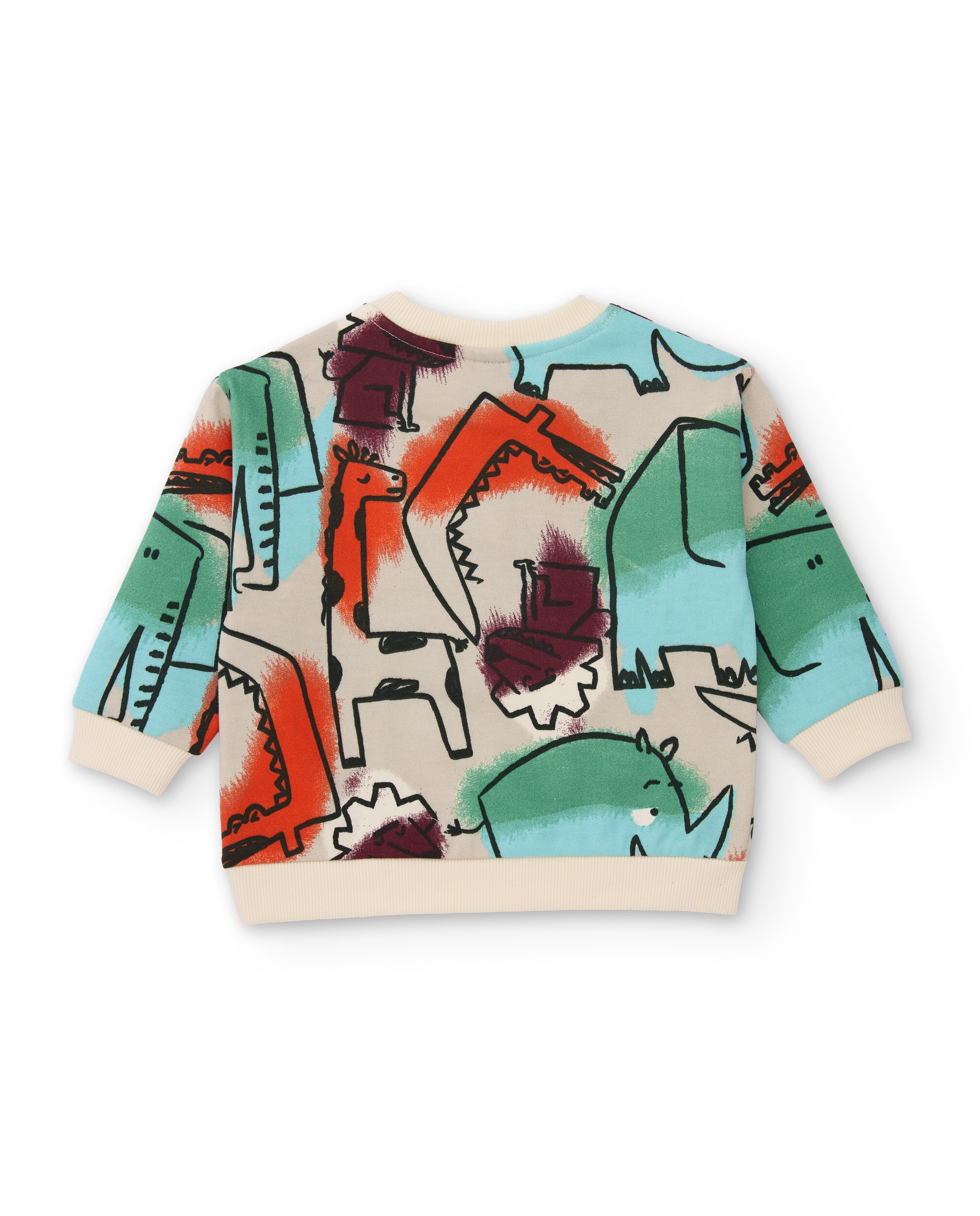 Sweatshirt Infantil de Felpa com Animais Da Savana e Tacto Suave Bege-3