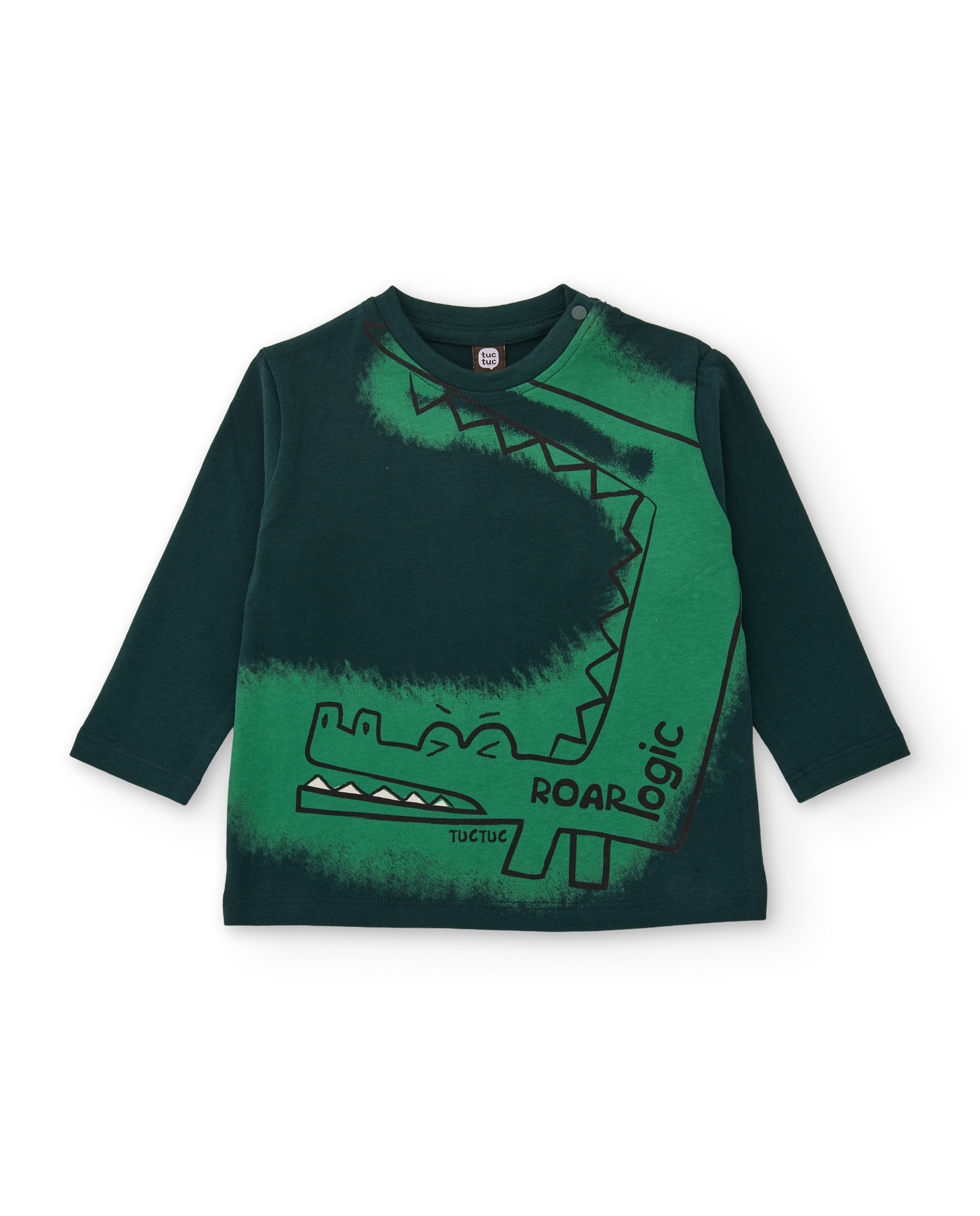 Imagem 0 de T-shirt Infantil de Malha com Estampado de Crocodilo e Manga Comprida