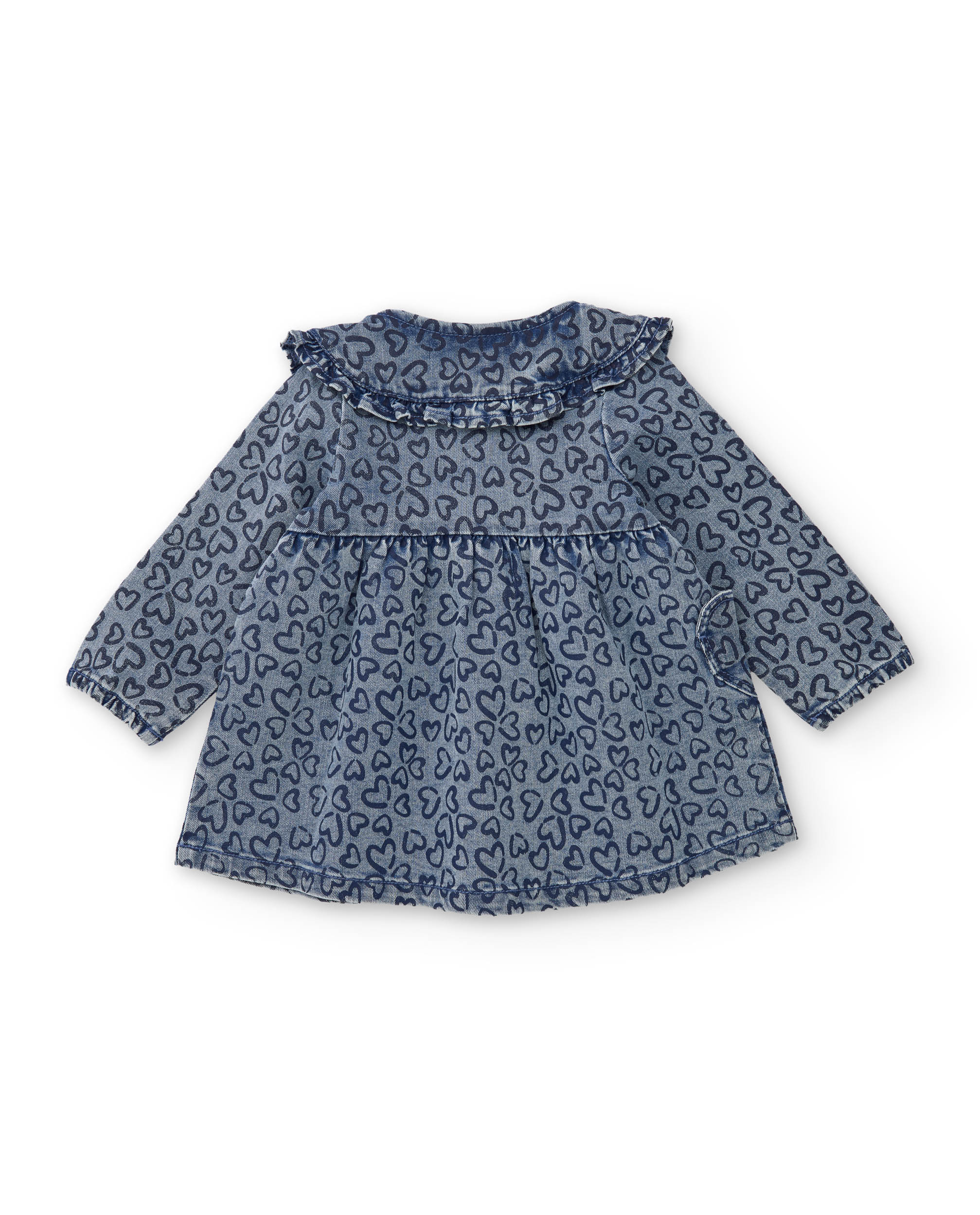 Vestido Infantil em Denim com Estampado de Corações e Tecido Suave Tuc tuc Azul denim-3