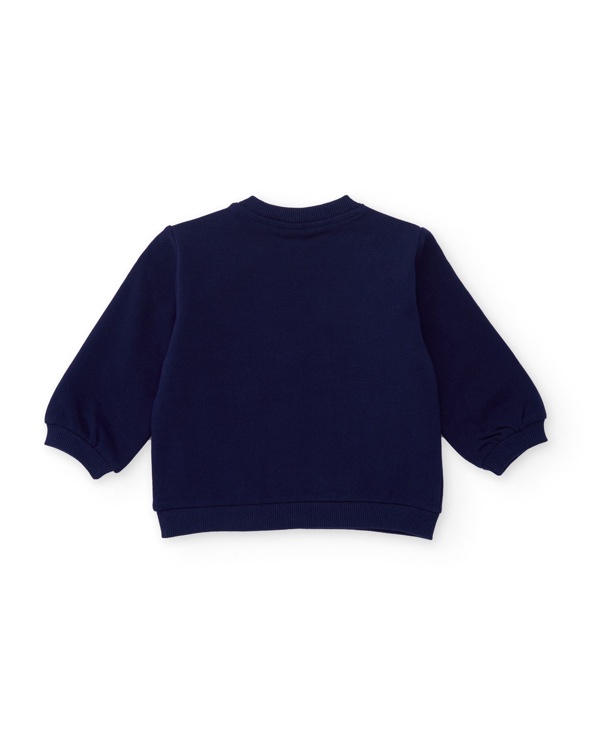 Sweatshirt Infantil de Felpa com Detalhe de Grande Laço e Tacto Suave Azul-marinho-2