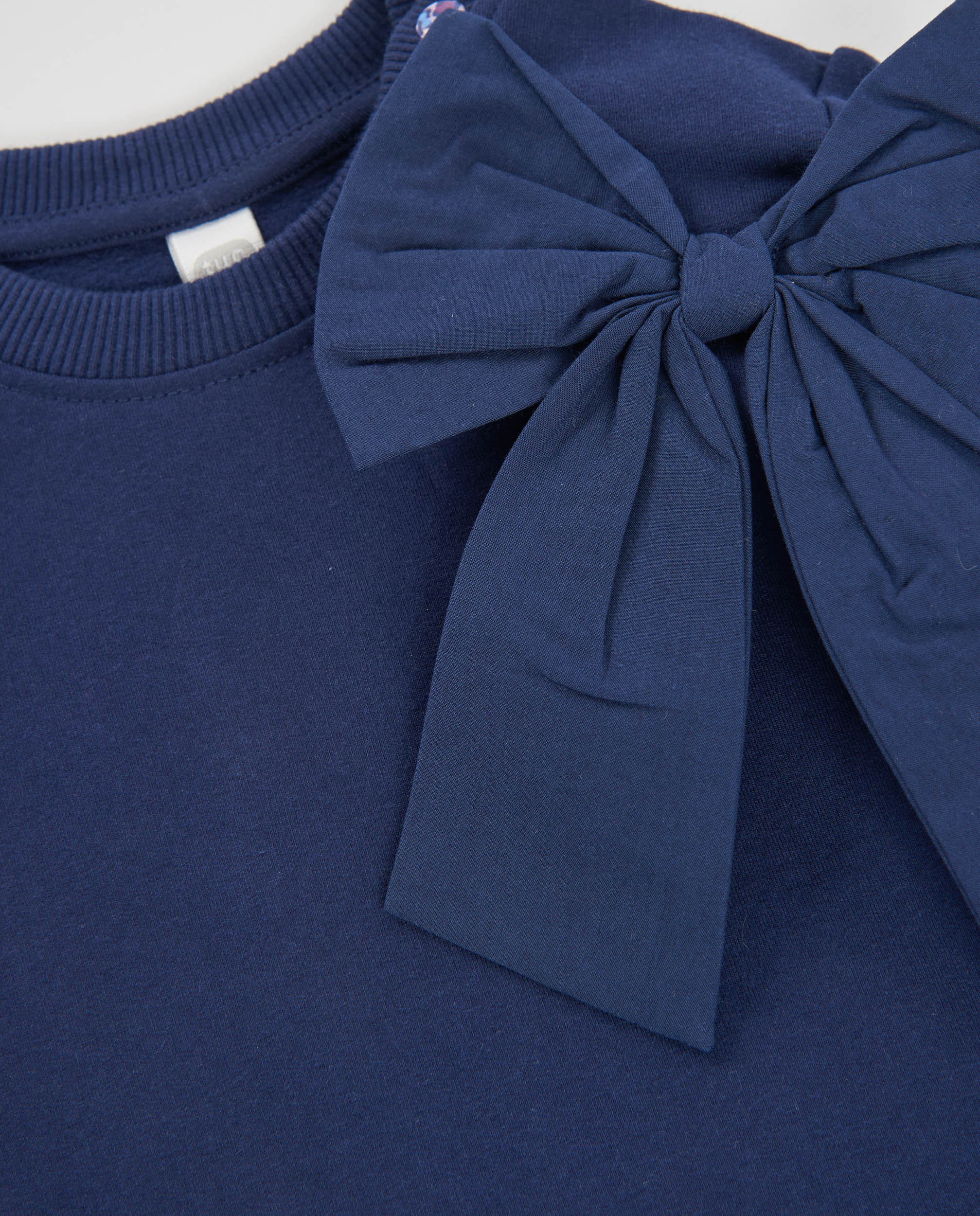 Sweatshirt Infantil de Felpa com Detalhe de Grande Laço e Tacto Suave Azul-marinho-3