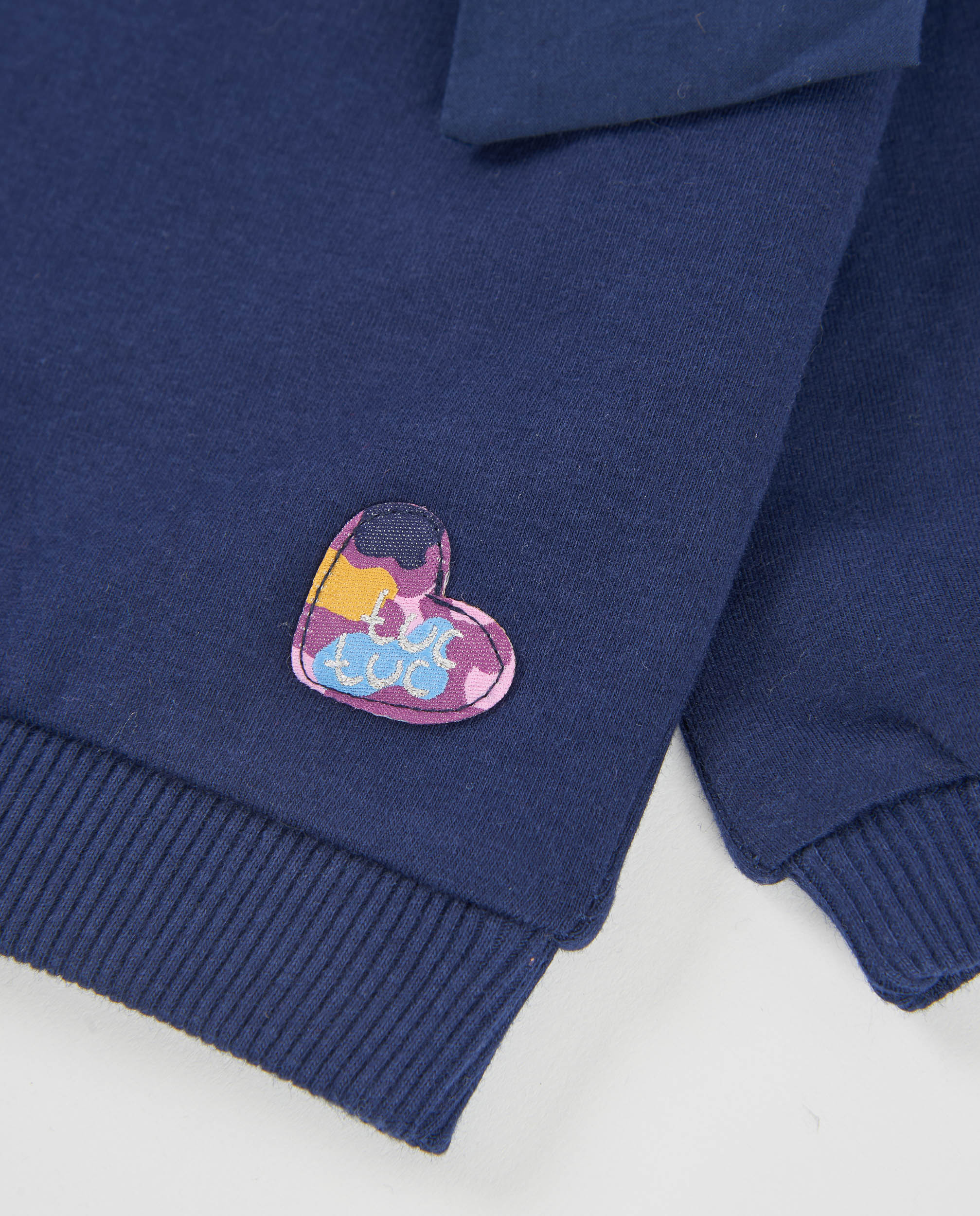 Sweatshirt Infantil de Felpa com Detalhe de Grande Laço e Tacto Suave Azul-marinho-4