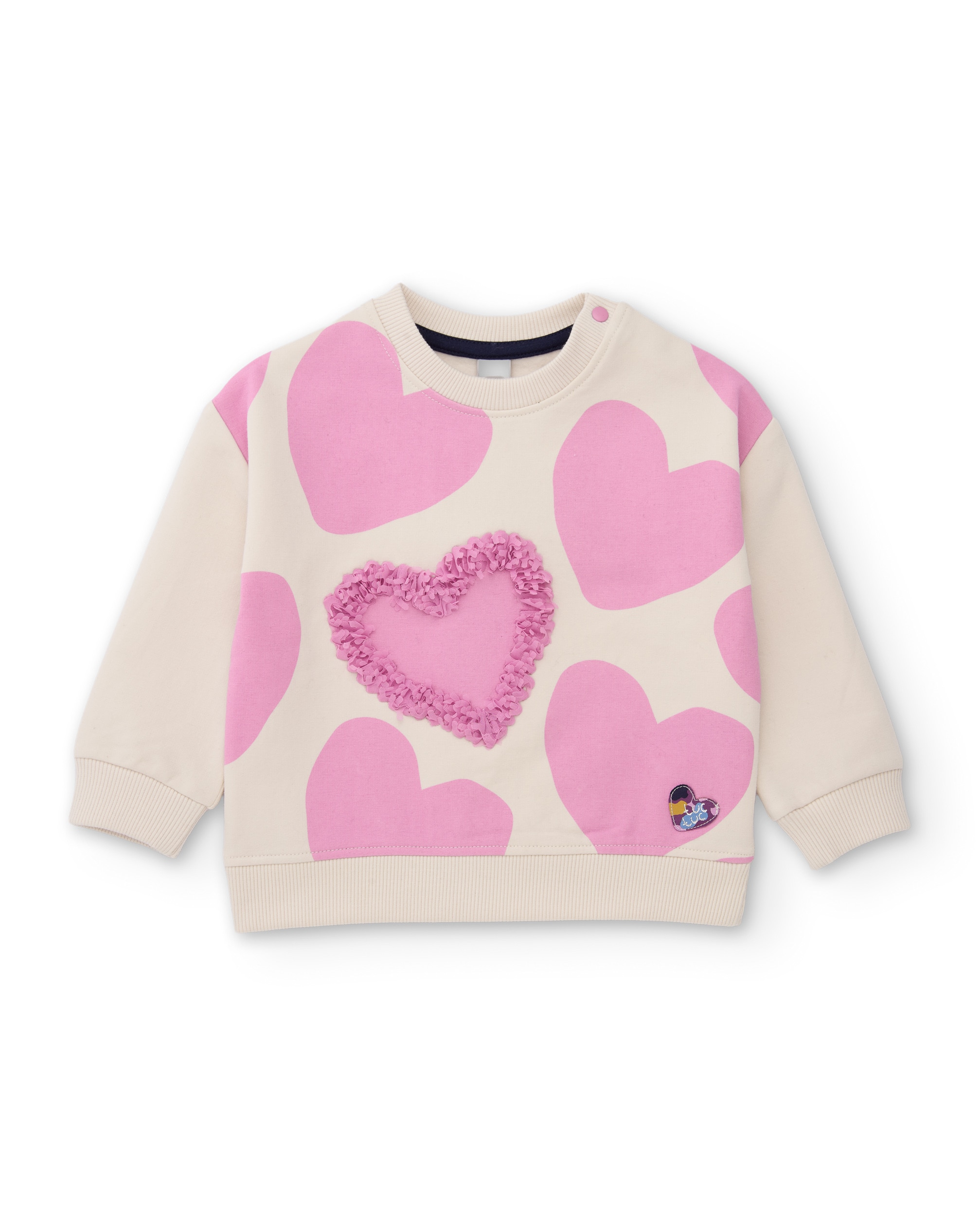 Conjunto Infantil de Felpa com Sweatshirt de Corações e Leggings em Conjunto Rosa-3