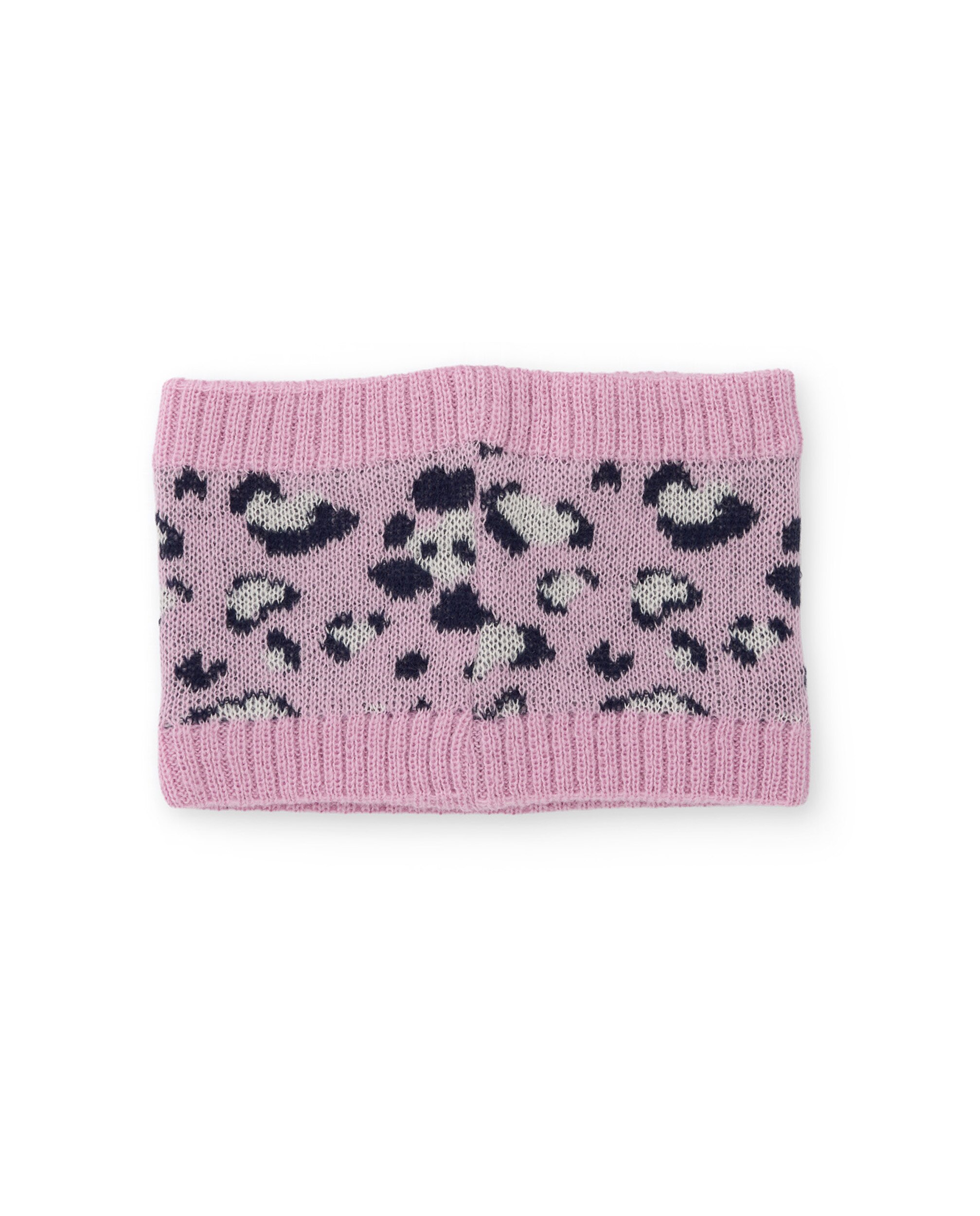 Gola Infantil de Tricô com Estampado Animal Print e Tacto Suave Rosa-2