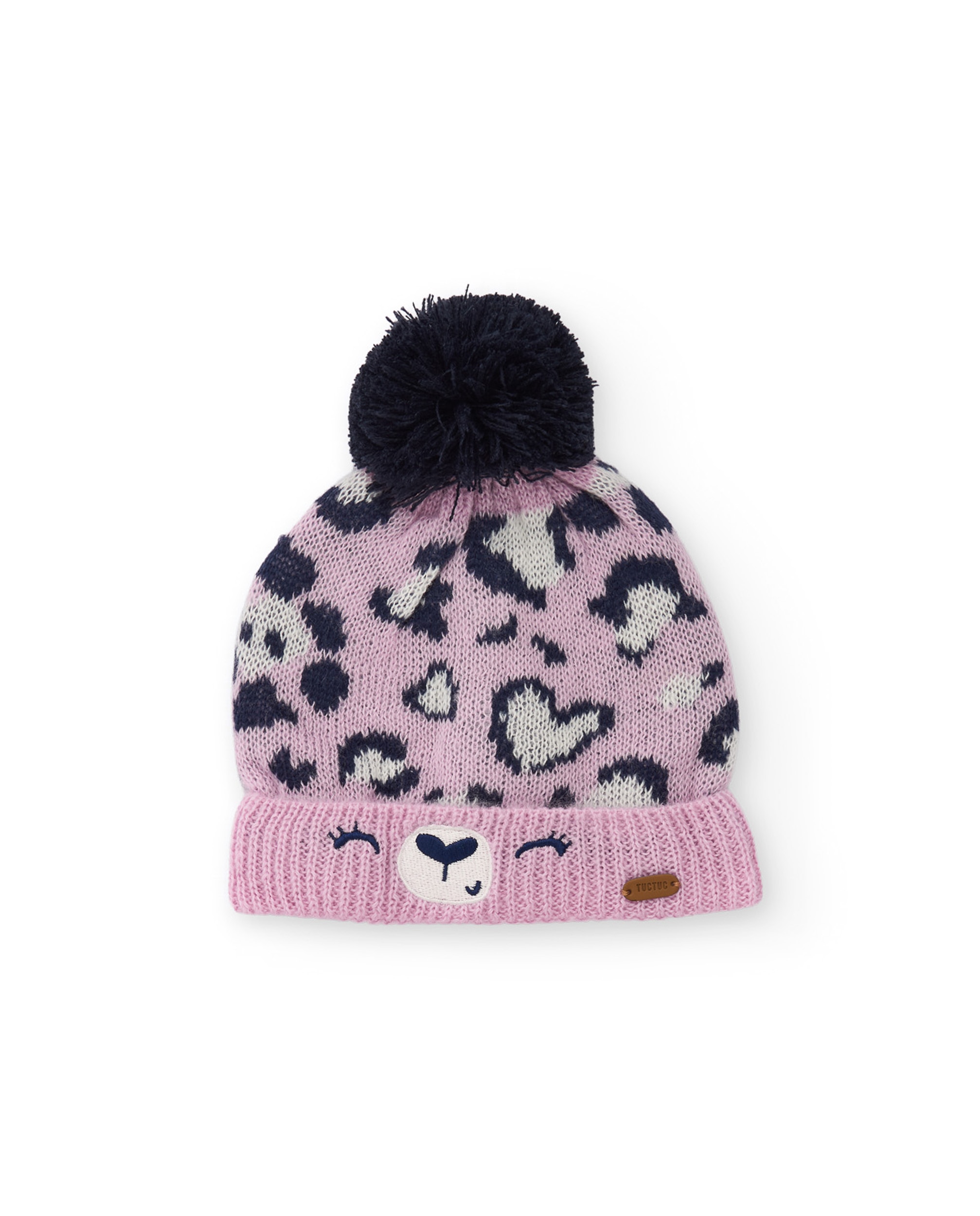 Imagem 0 de Chapéu Infantil de Tricô com Estampado Animal Print e Pompom