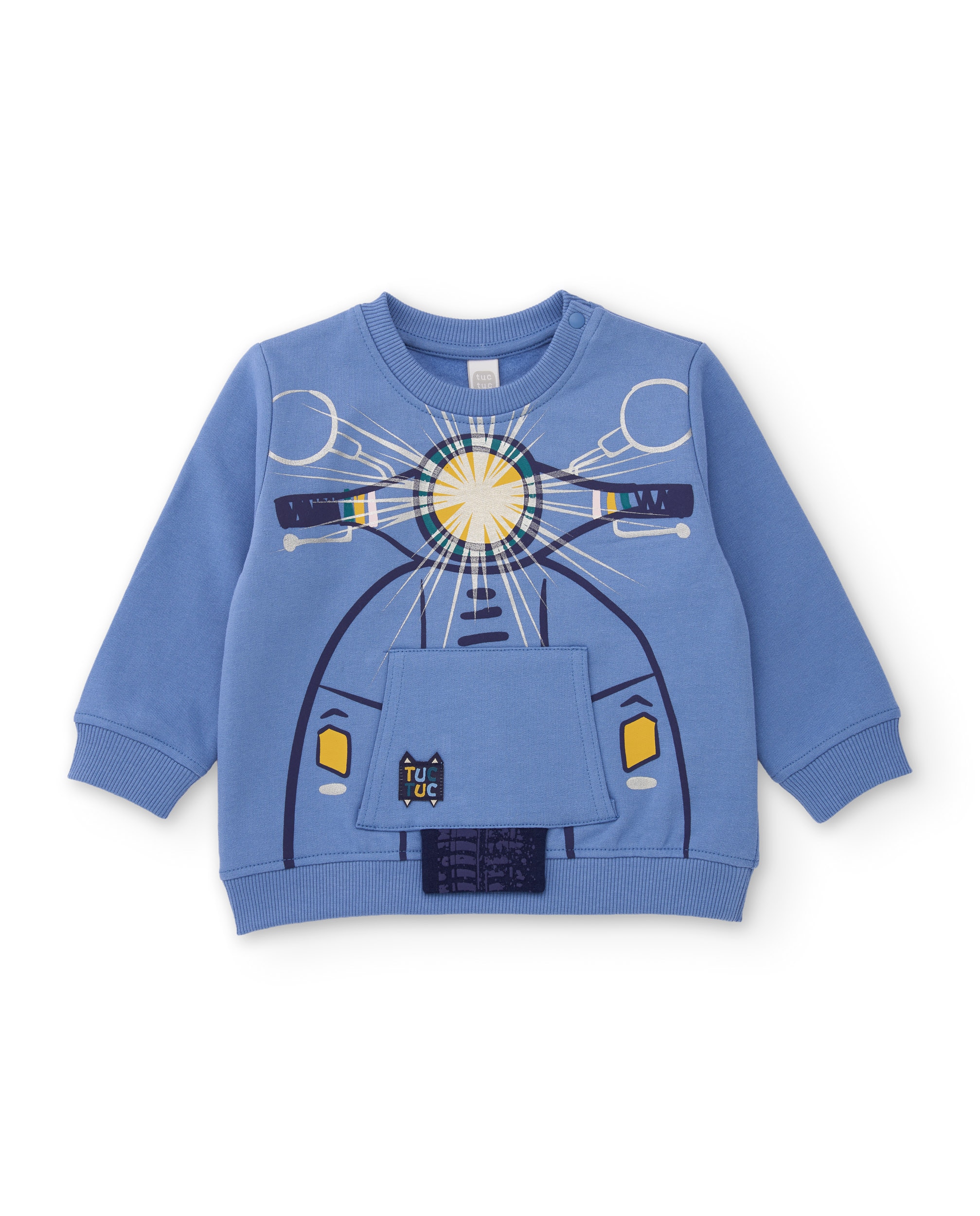 Sweatshirt Infantil de Felpa com Design de Vespa e Tecido Quente Azul-2