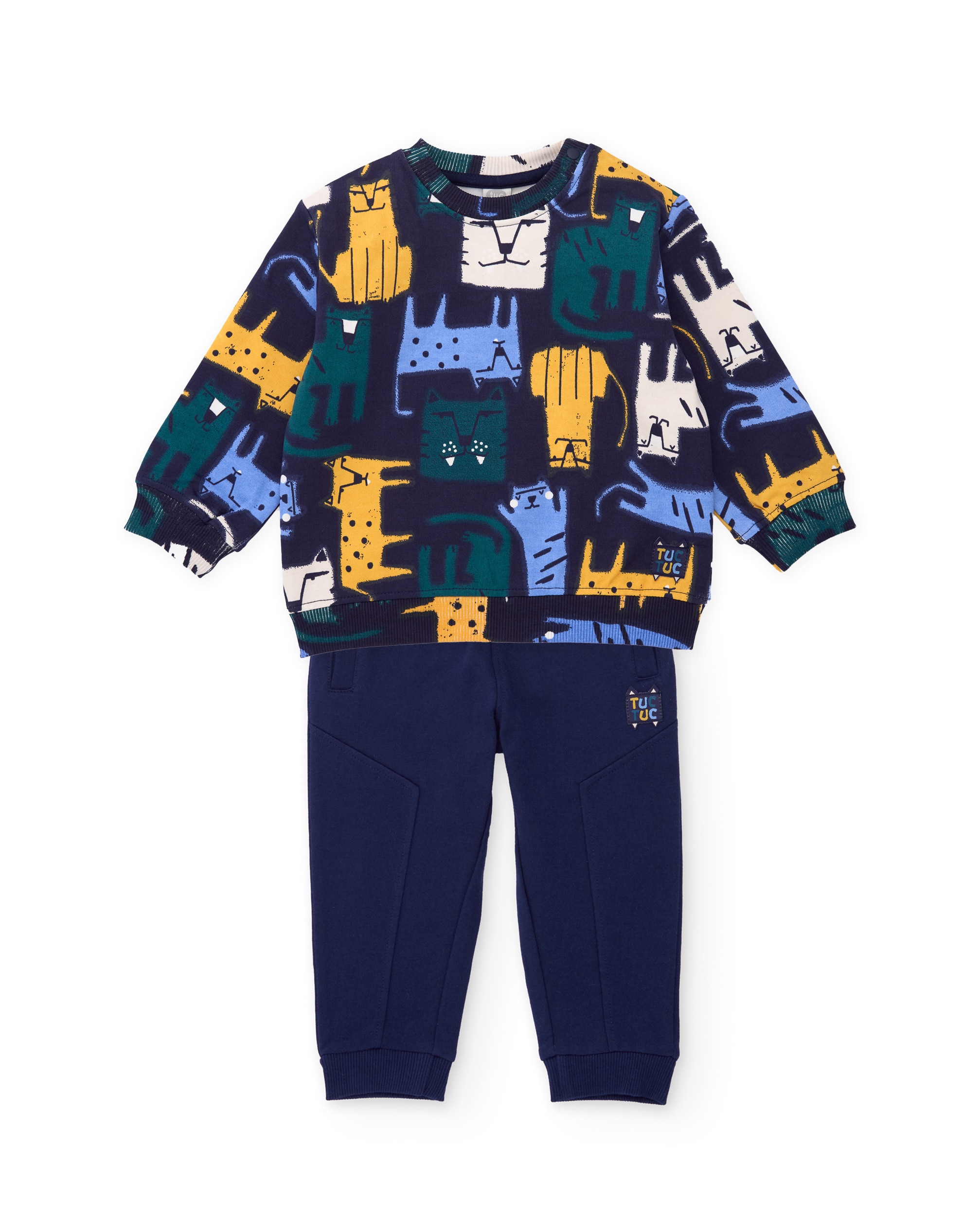 Conjunto Infantil de Felpa com Sweatshirt de Tigres e Calças Azul-marinho-2