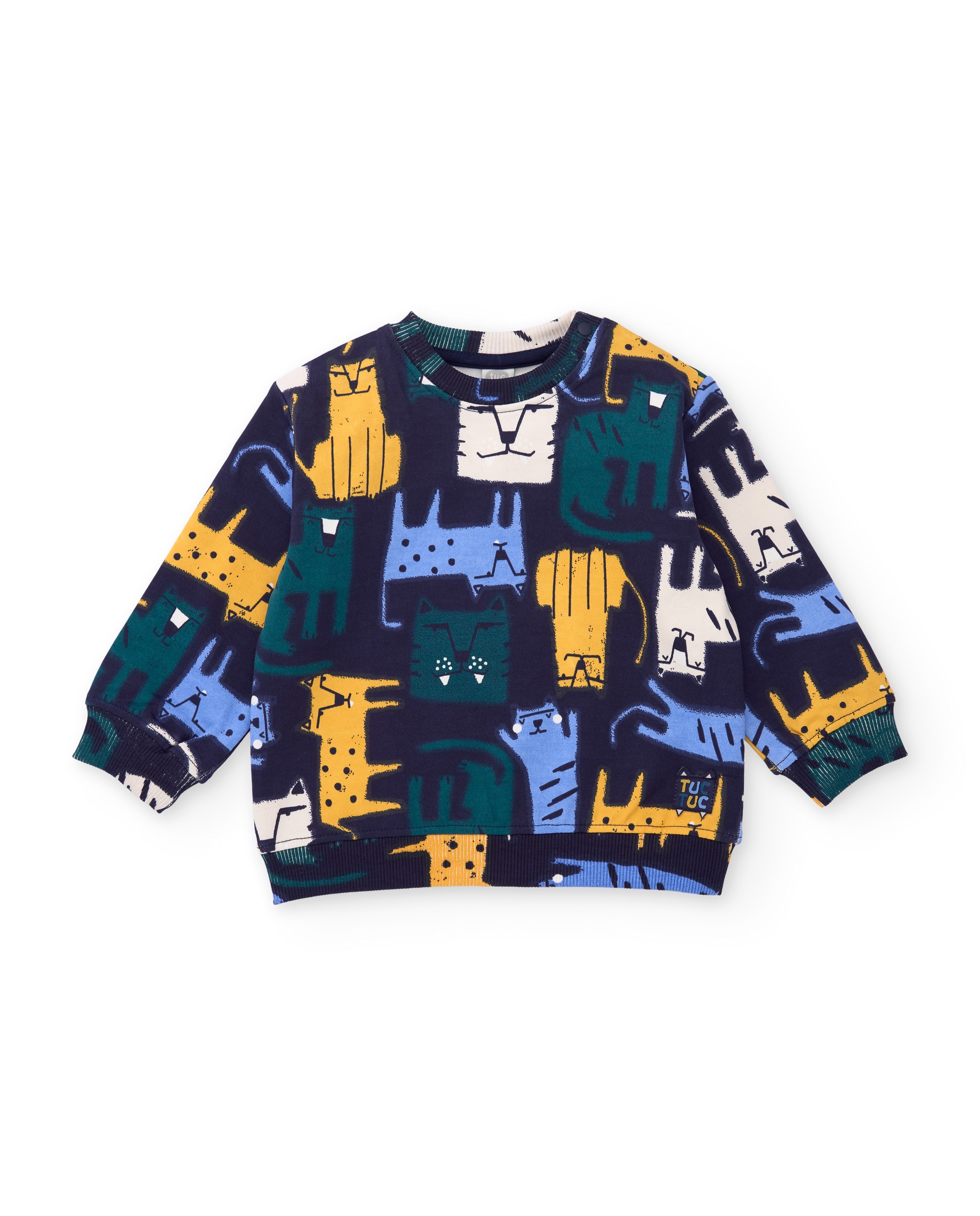 Conjunto Infantil de Felpa com Sweatshirt de Tigres e Calças Azul-marinho-3