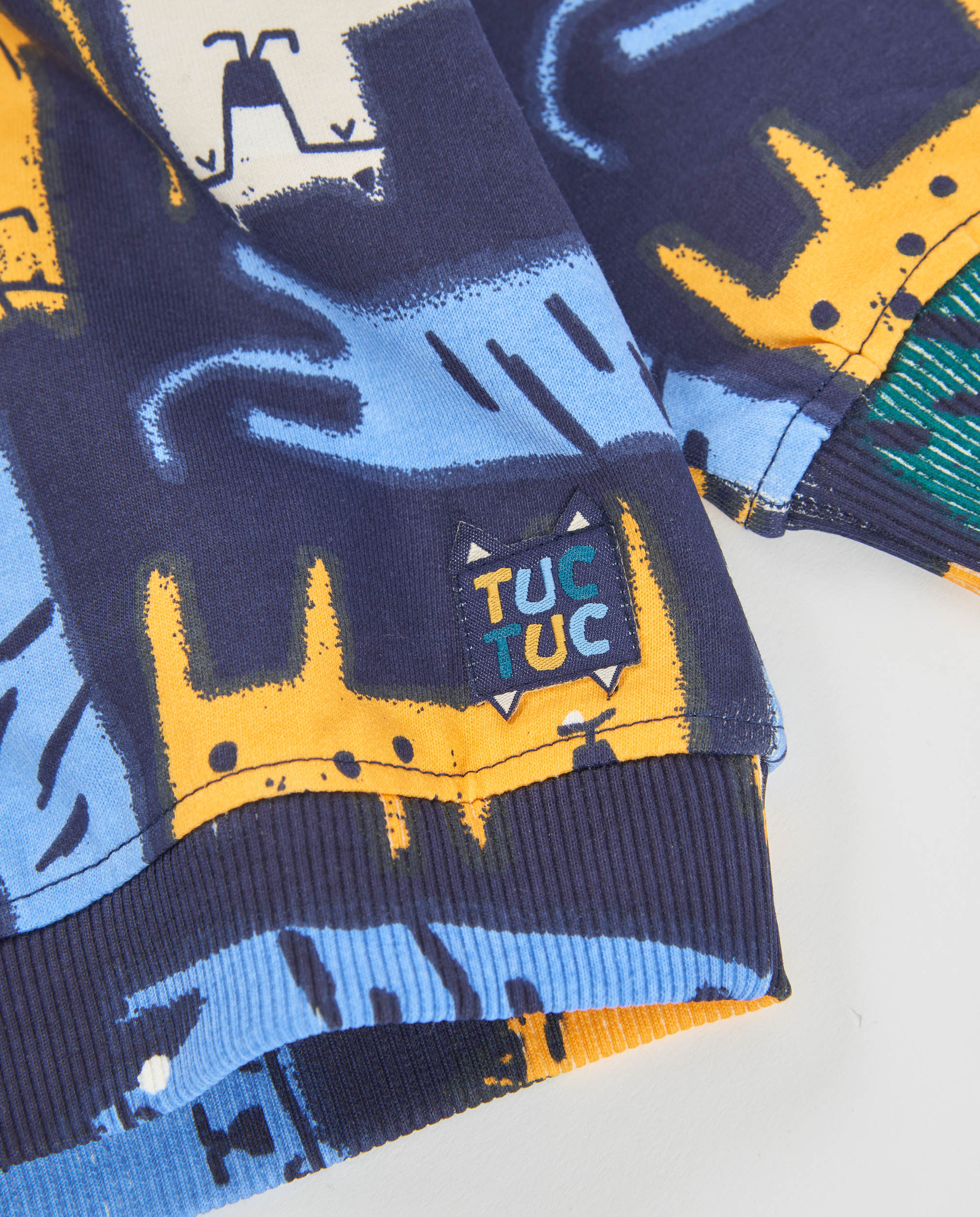 Sweatshirt Infantil de Felpa com Estampado de Tigres e Cores Vivas Azul-marinho-5