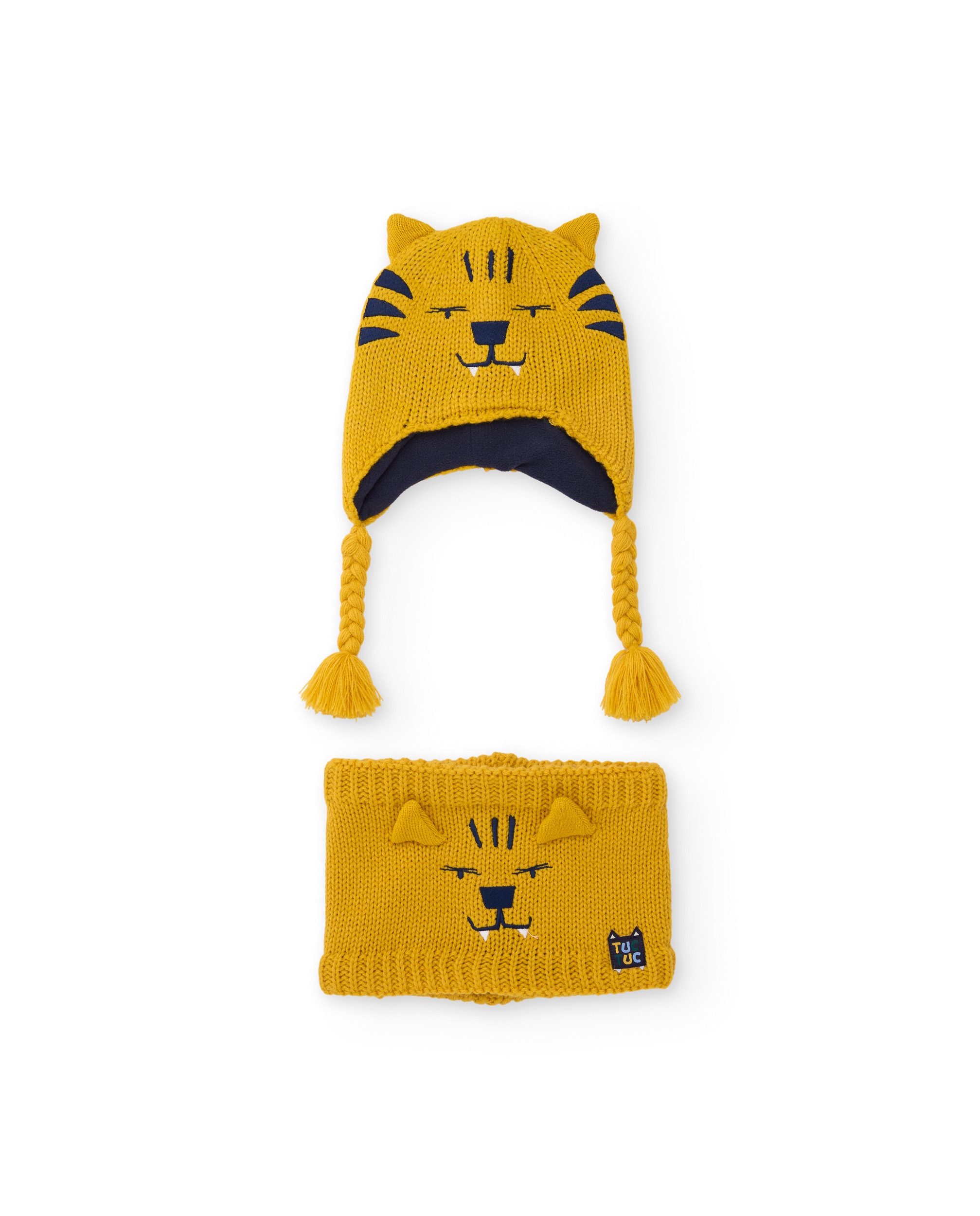 Imagem 0 de Set Infantil de Tricô com Chapéu e Gola de Design de Tigre