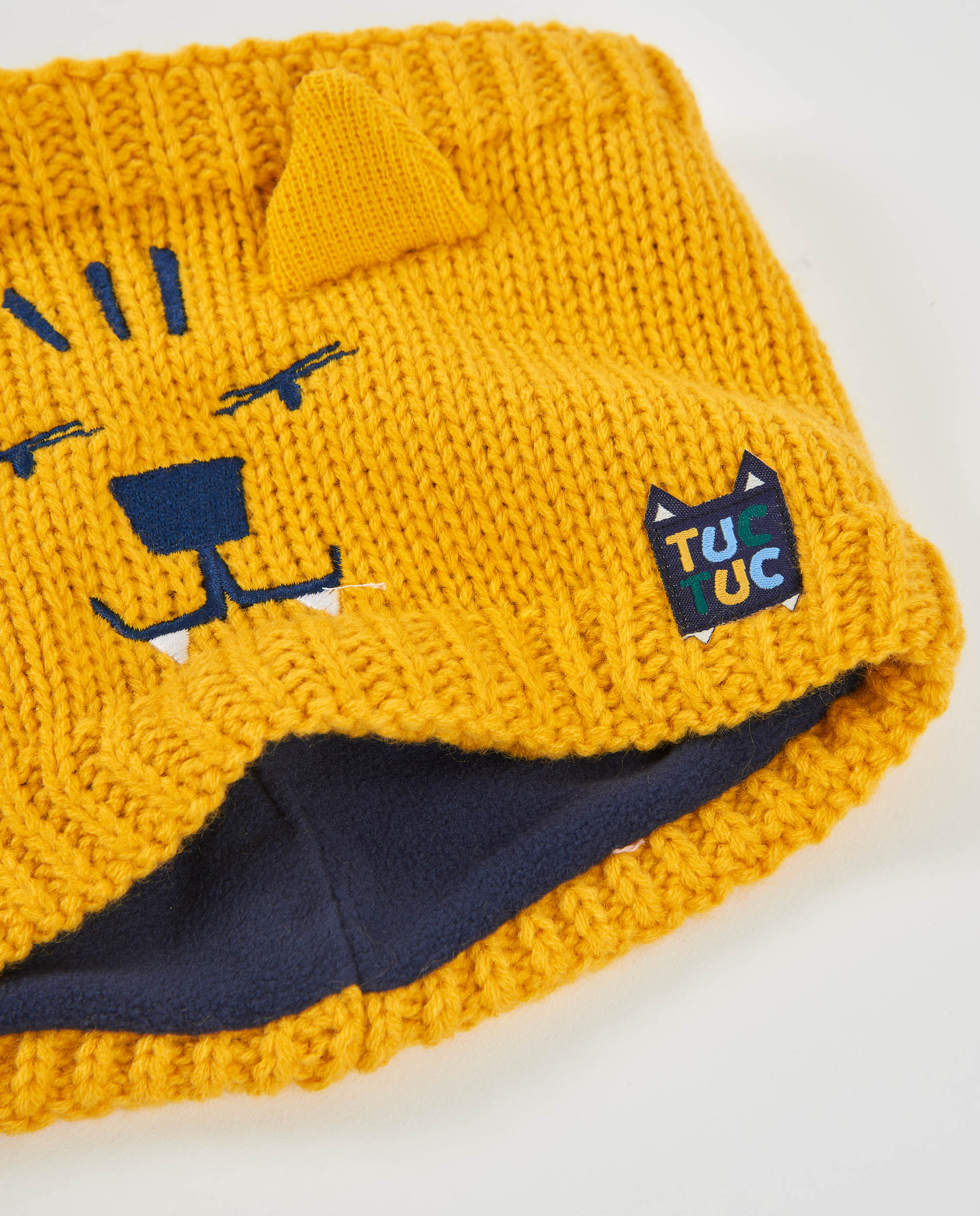 Set Infantil de Tricô com Chapéu e Gola de Design de Tigre Amarelo-4