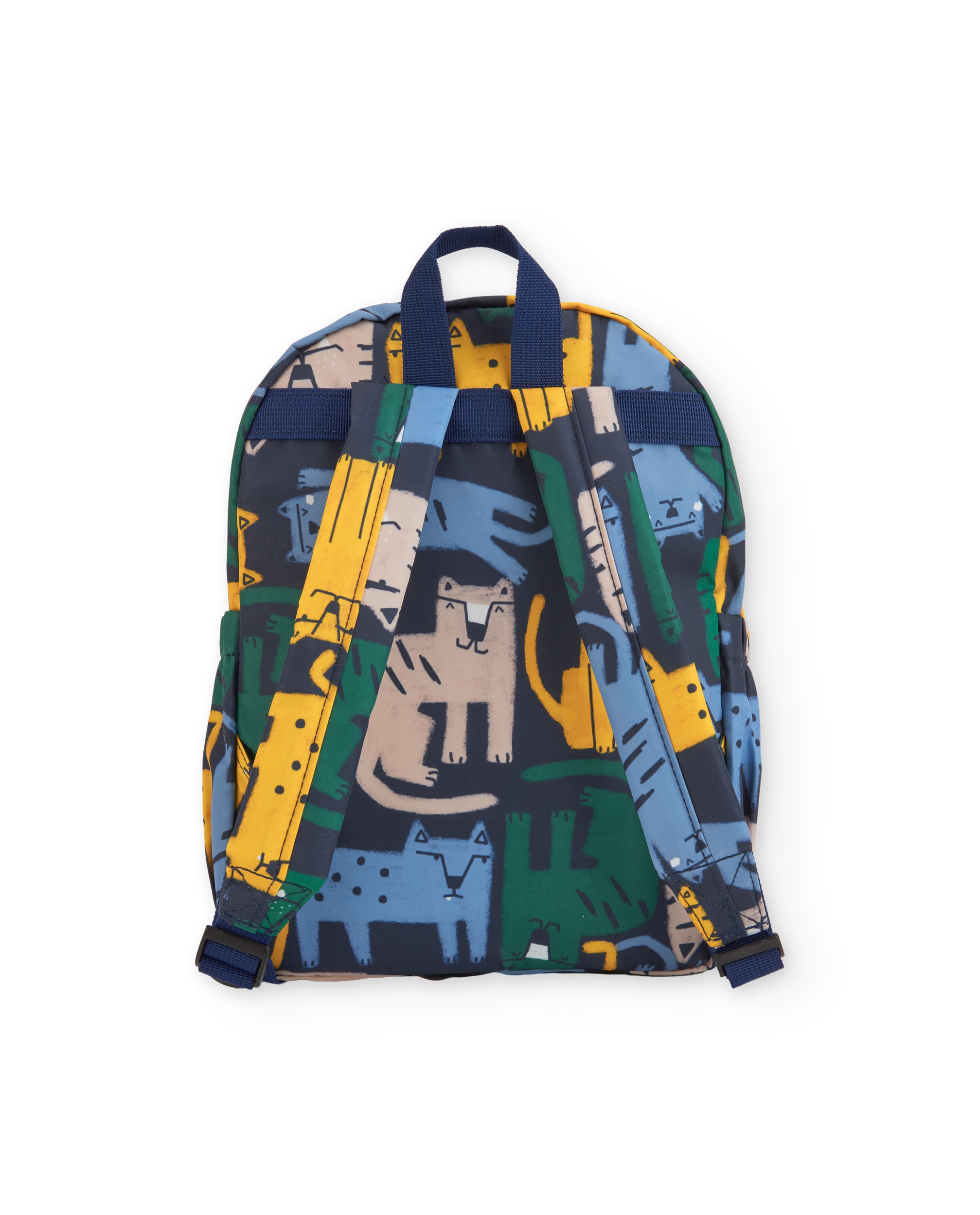 Mochila Infantil com Estampado de Tigres e Fecho Ajustável Azul-3