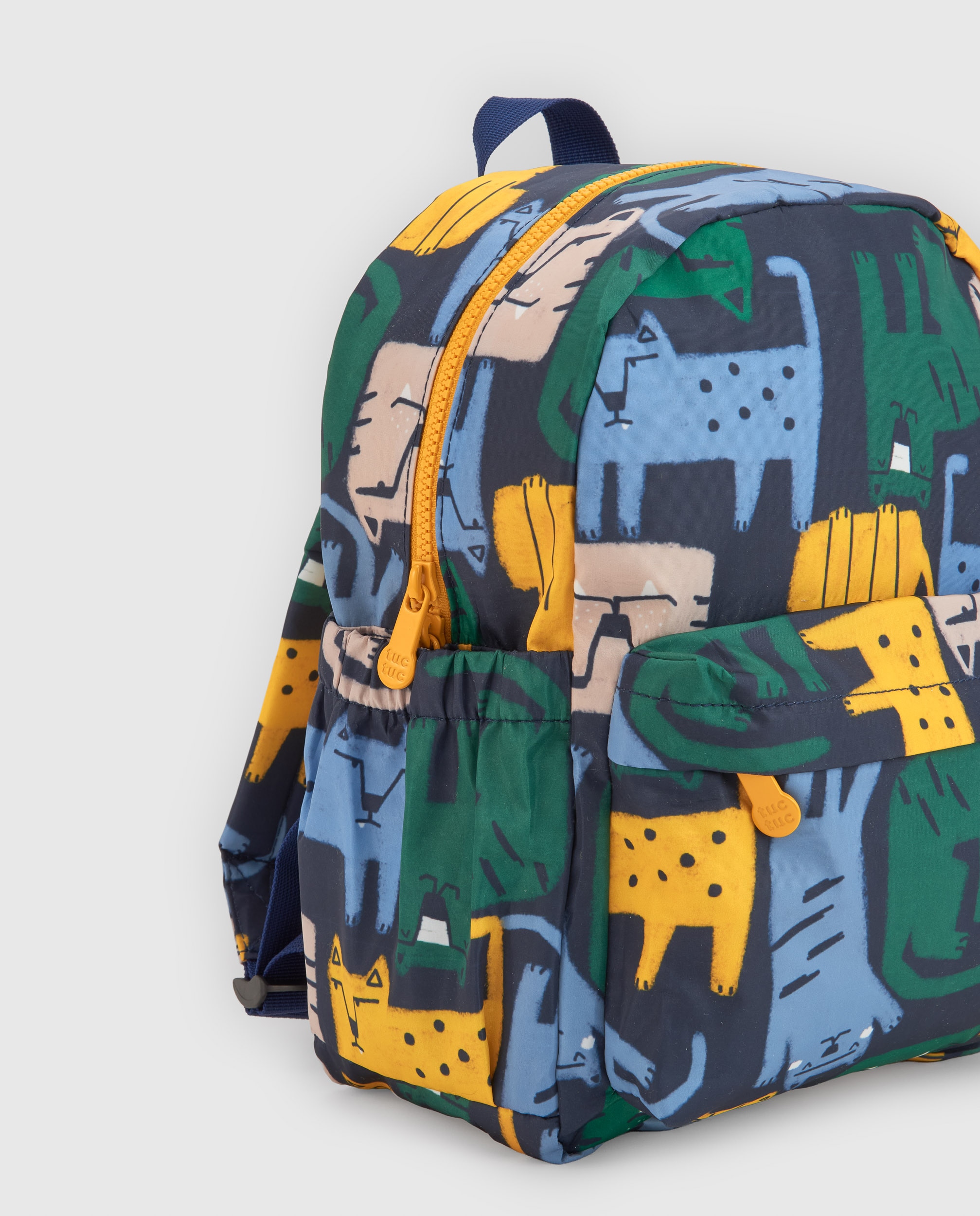 Mochila Infantil com Estampado de Tigres e Fecho Ajustável Azul-4