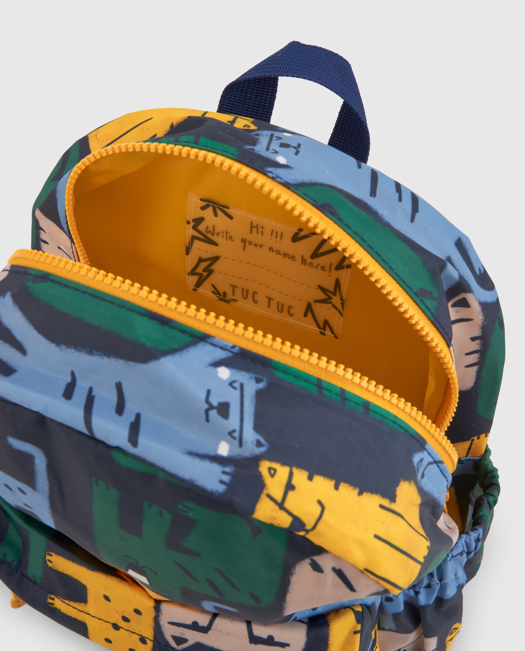 Mochila Infantil com Estampado de Tigres e Fecho Ajustável Azul-5