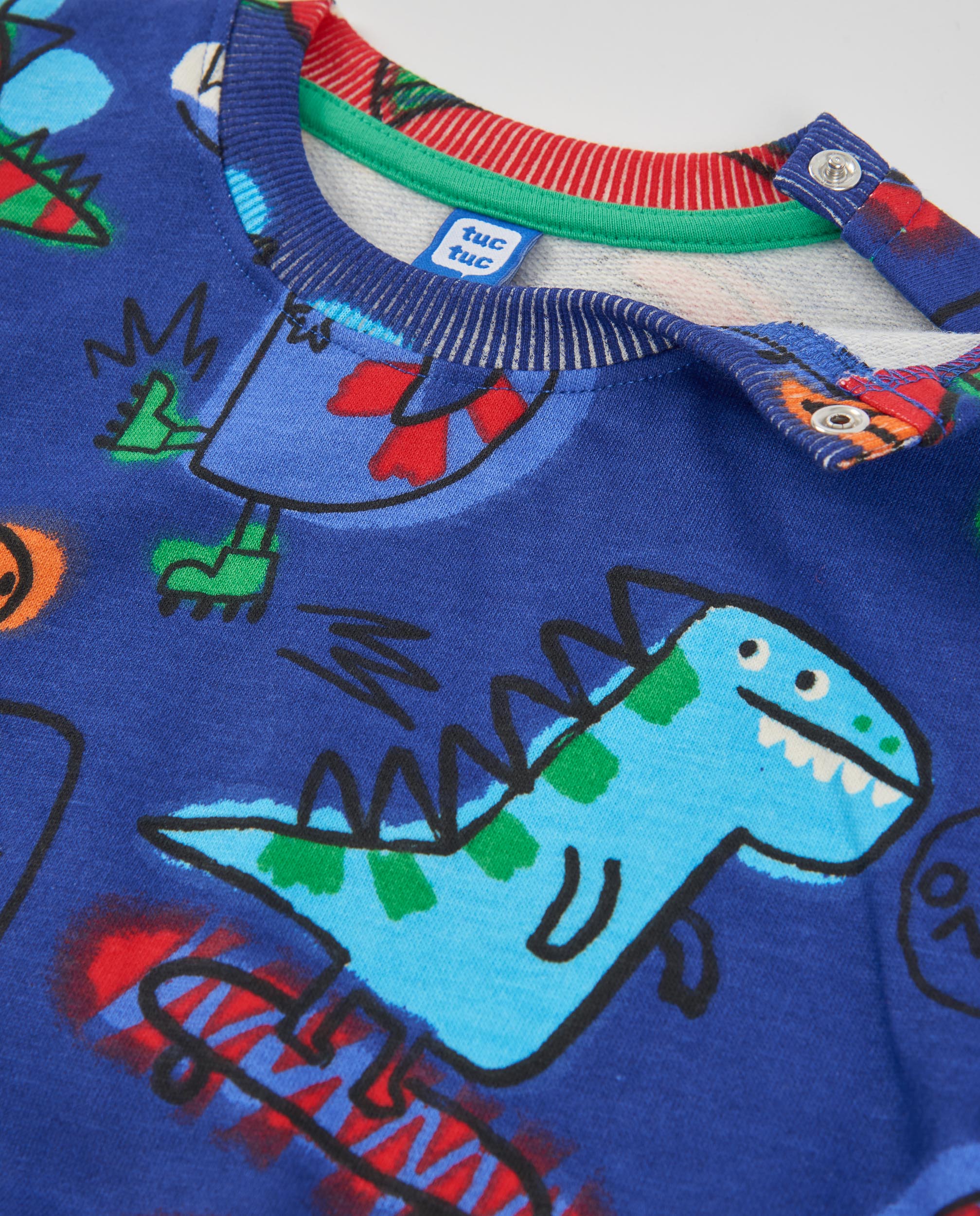 Sweatshirt Infantil de Felpa com Print de Dinossauros e Cores Vivas Azul-4