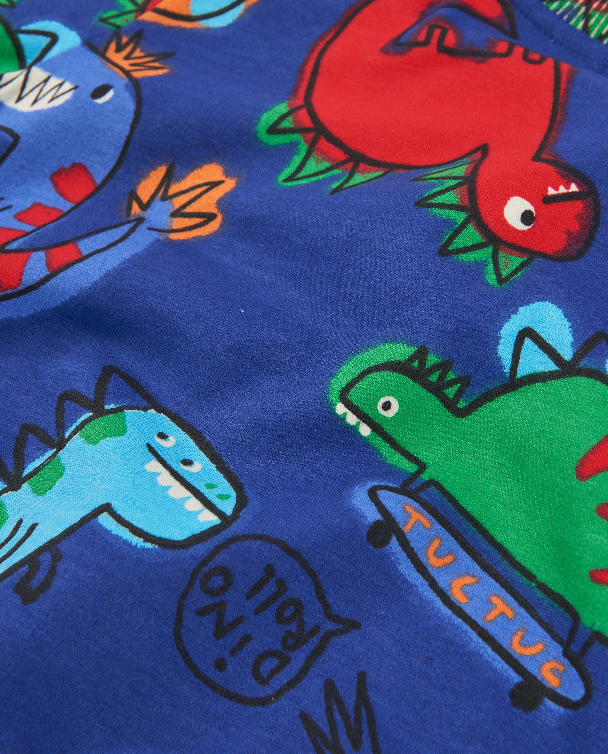 Sweatshirt Infantil de Felpa com Print de Dinossauros e Cores Vivas Azul-5