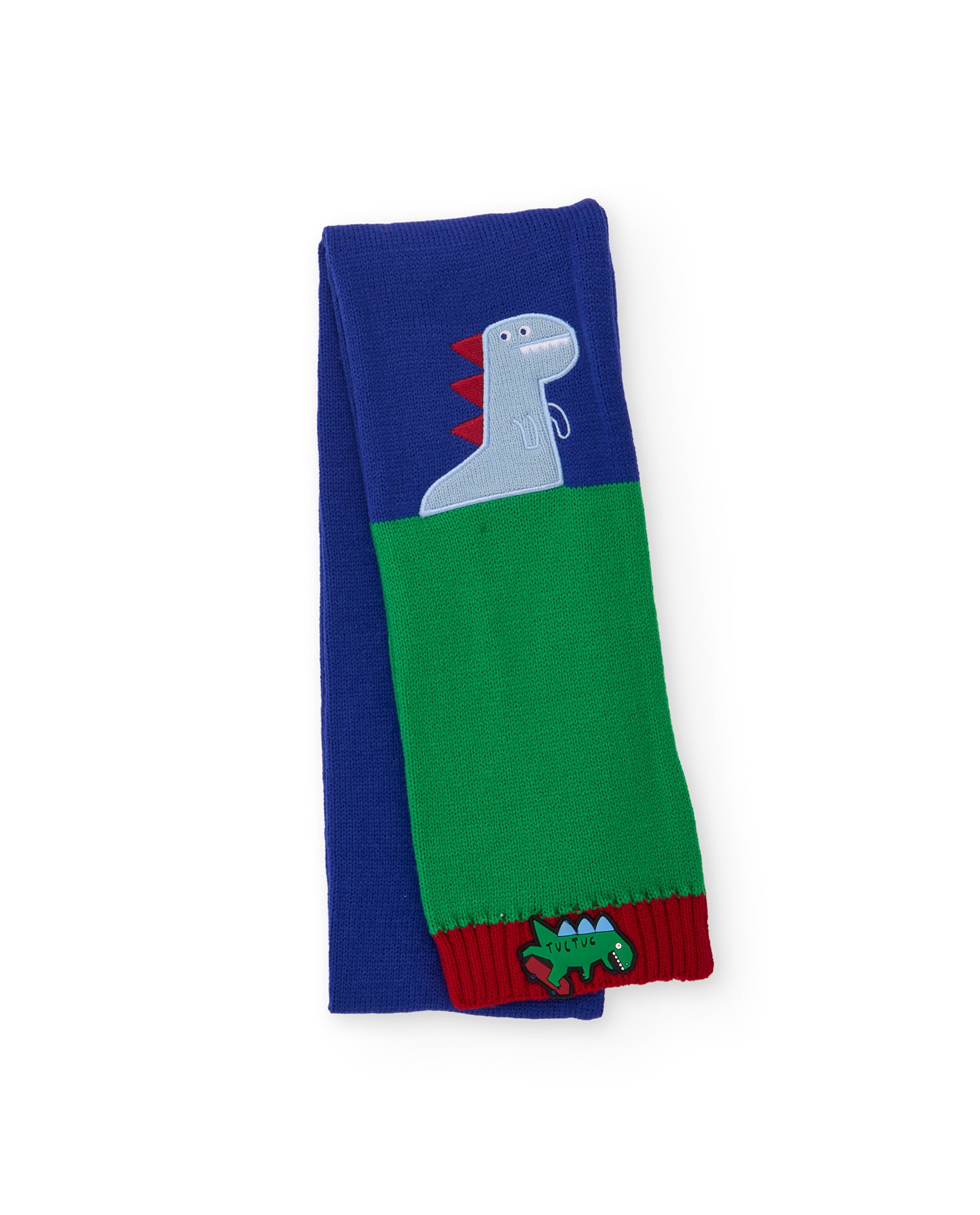 Imagem 0 de Cachecol Infantil de Tricô com Design de Dinossauro e Cores em Contraste