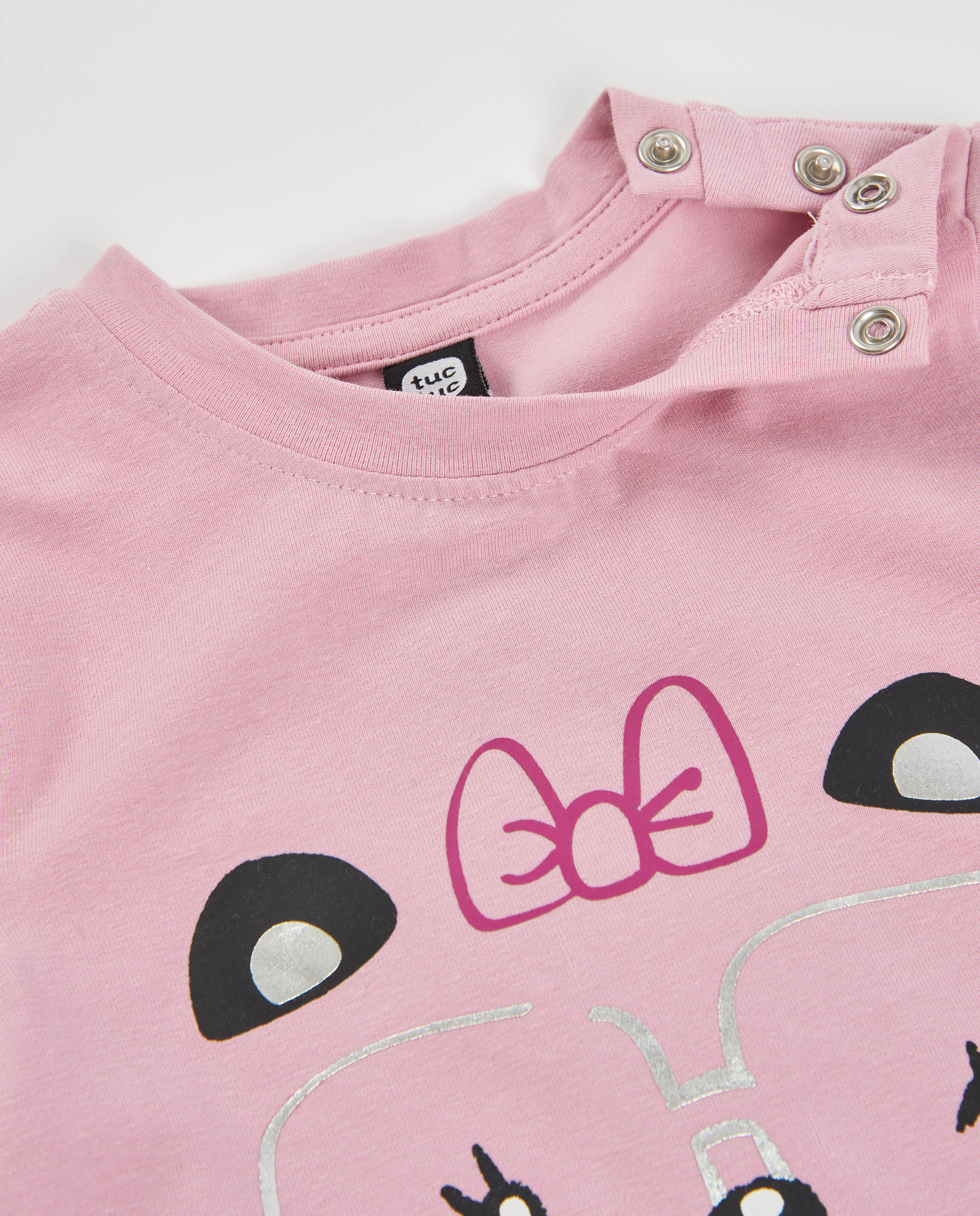T-shirt Infantil de Malha com Manga Comprida e Gráfico Panda Rosa-3