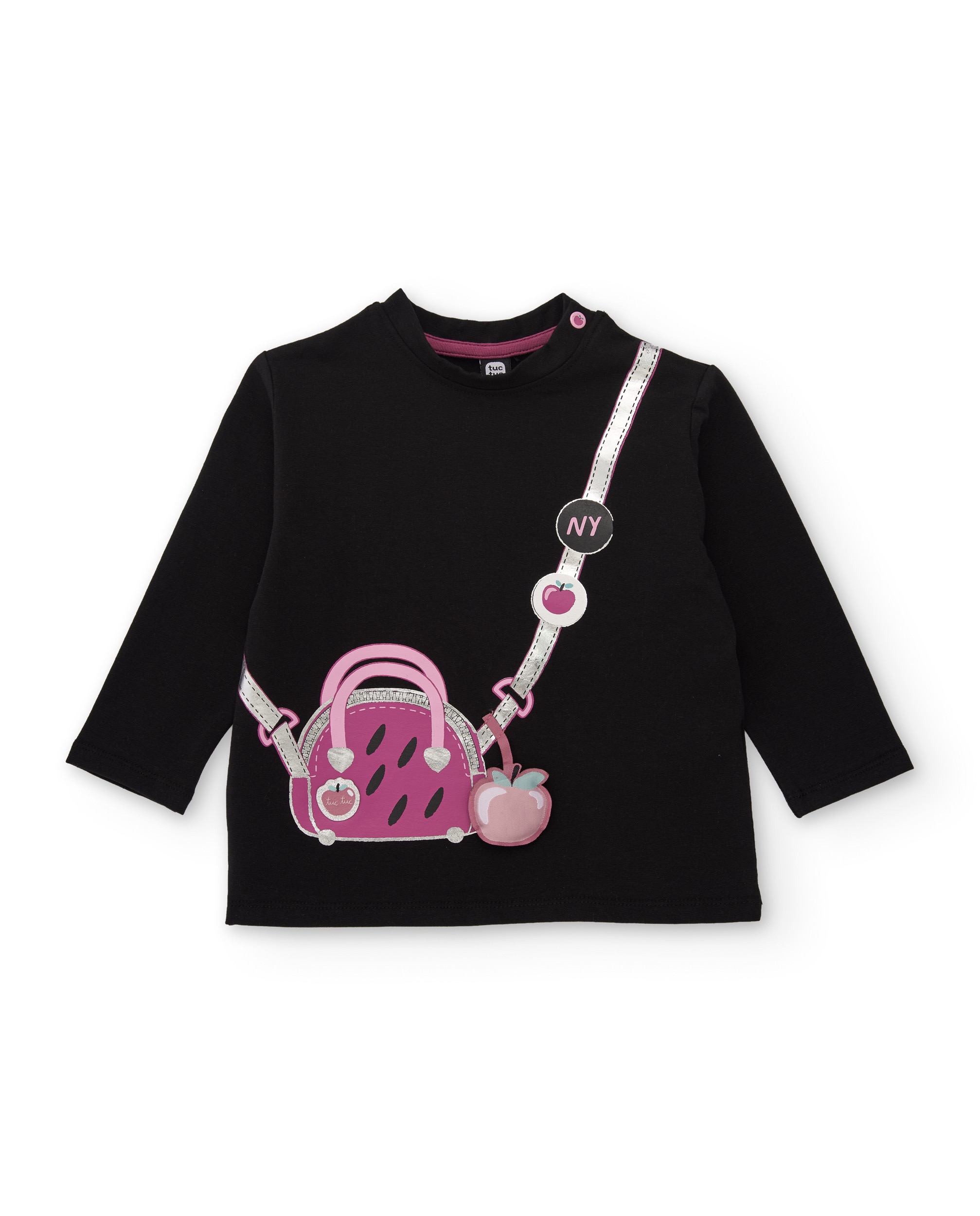 Imagem 0 de T-shirt Infantil de Malha com Design de Mala a Tiracolo e Manga Comprida