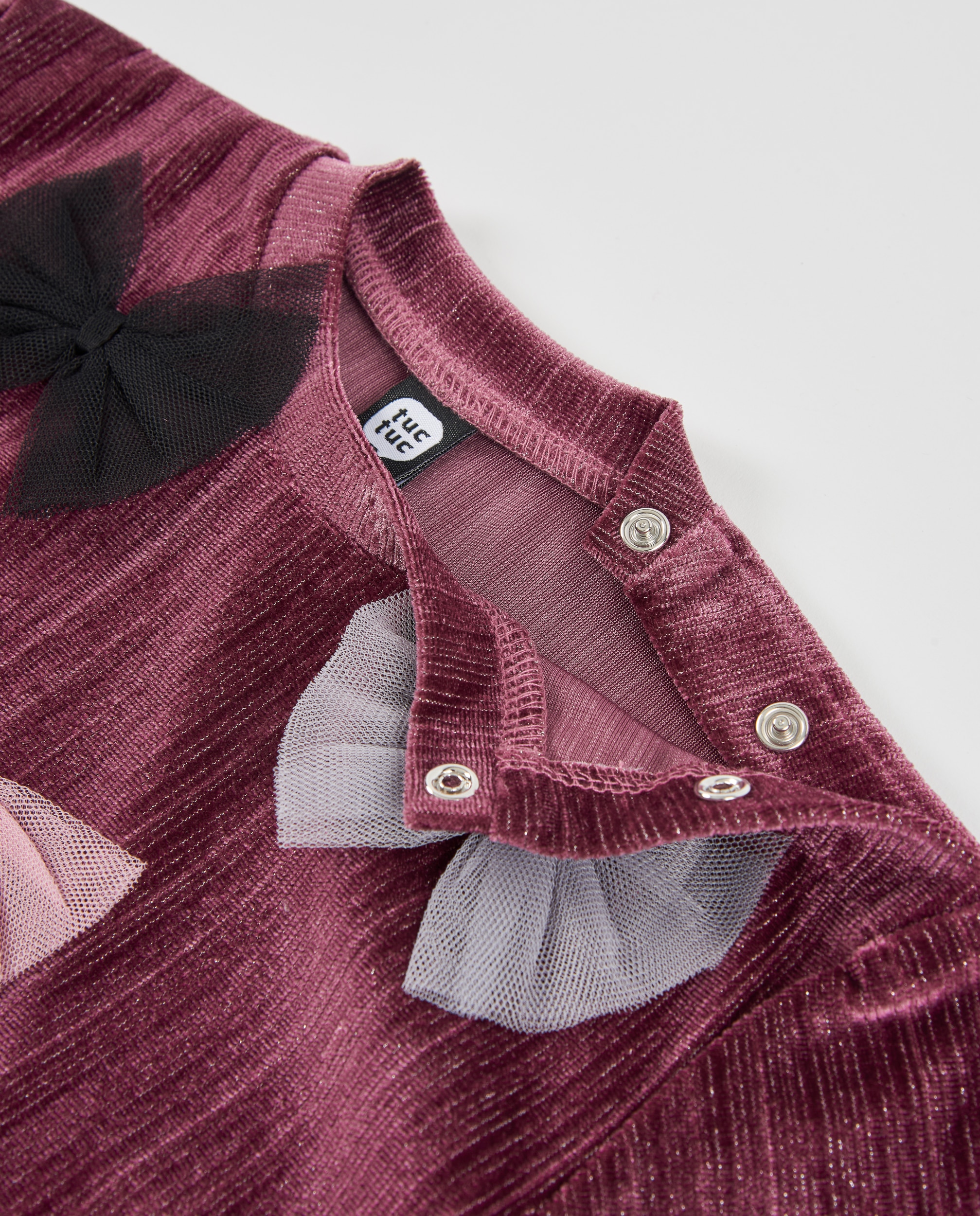 Sweatshirt Infantil de Veludo com Laços Decorativos e Tacto Suave Violeta-3