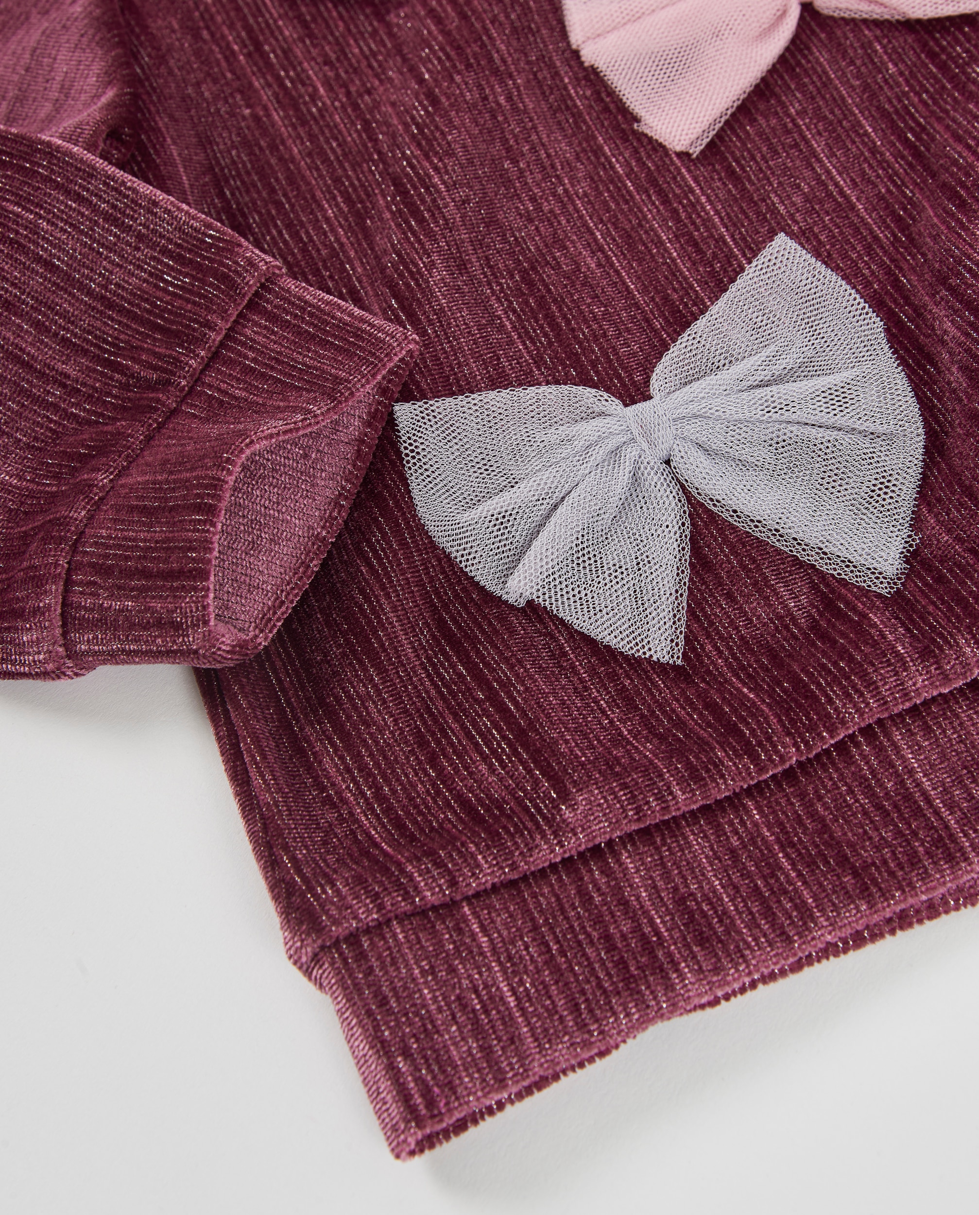 Sweatshirt Infantil de Veludo com Laços Decorativos e Tacto Suave Violeta-4