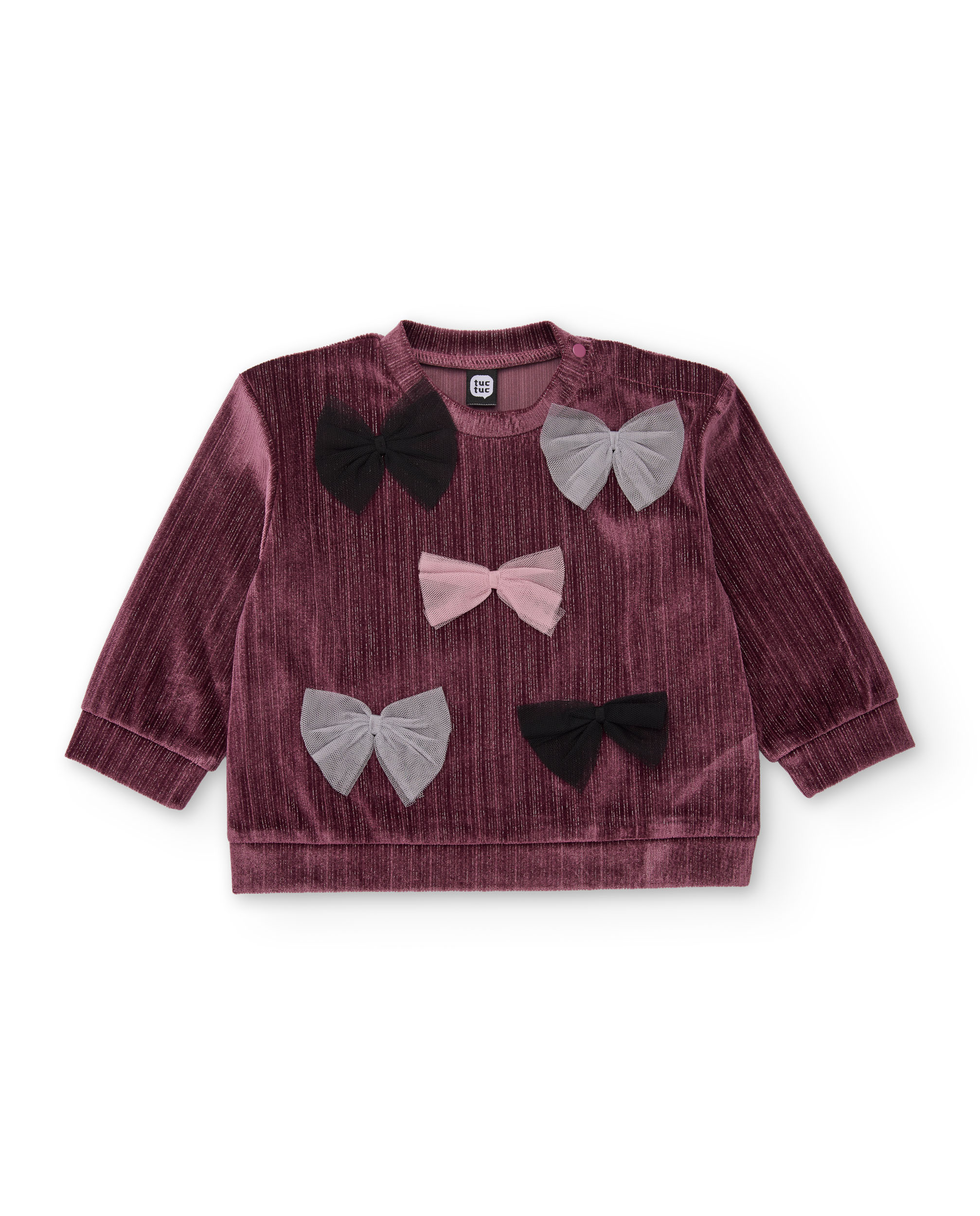 Imagem 0 de Sweatshirt Infantil de Veludo com Laços Decorativos e Tacto Suave